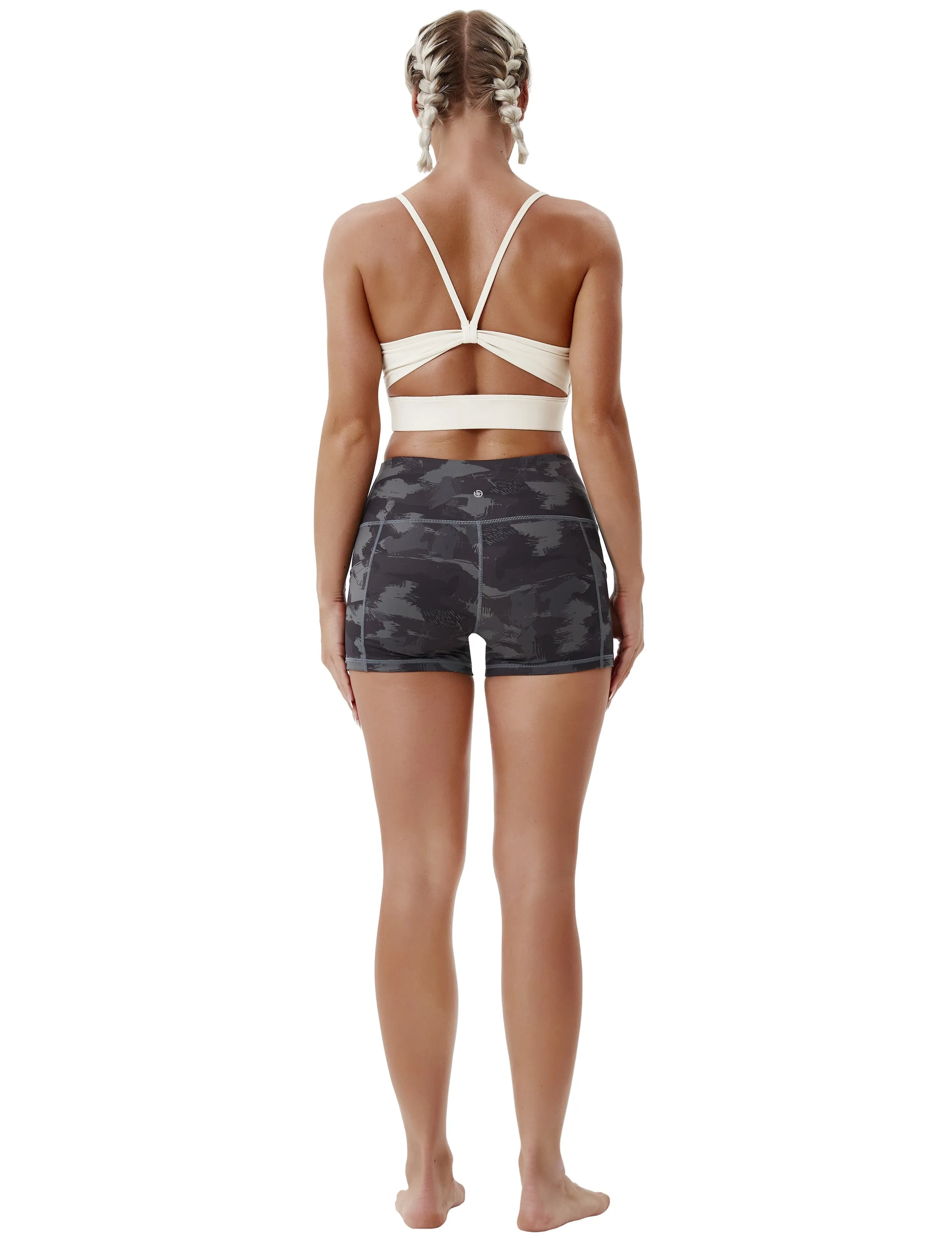 2.5" Printed Side Pockets Plus Size Shorts dimgray brushcamo_Plus Size