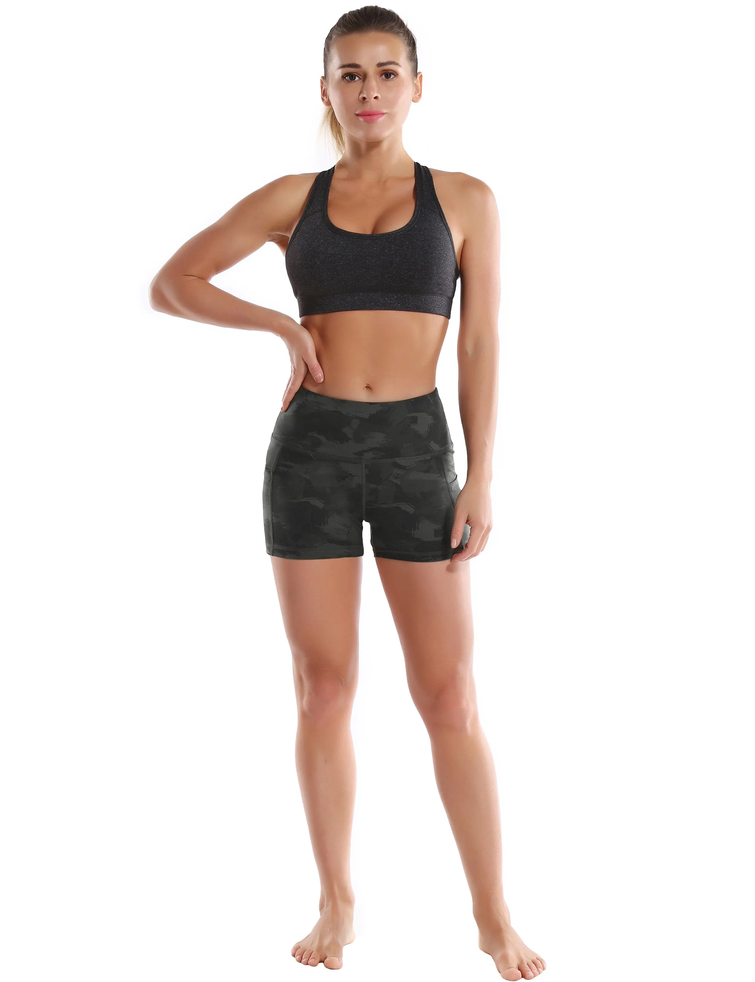 2.5" Printed Side Pockets yogastudio Shorts dimgray brushcamo ins_yogastudio