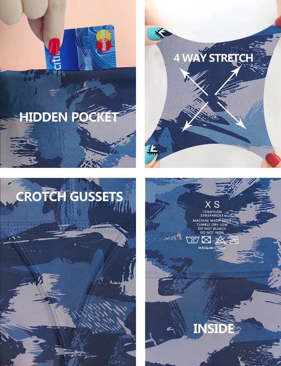 2.5" Printed Side Pockets yogastudio Shorts navy brushcamo_yogastudio