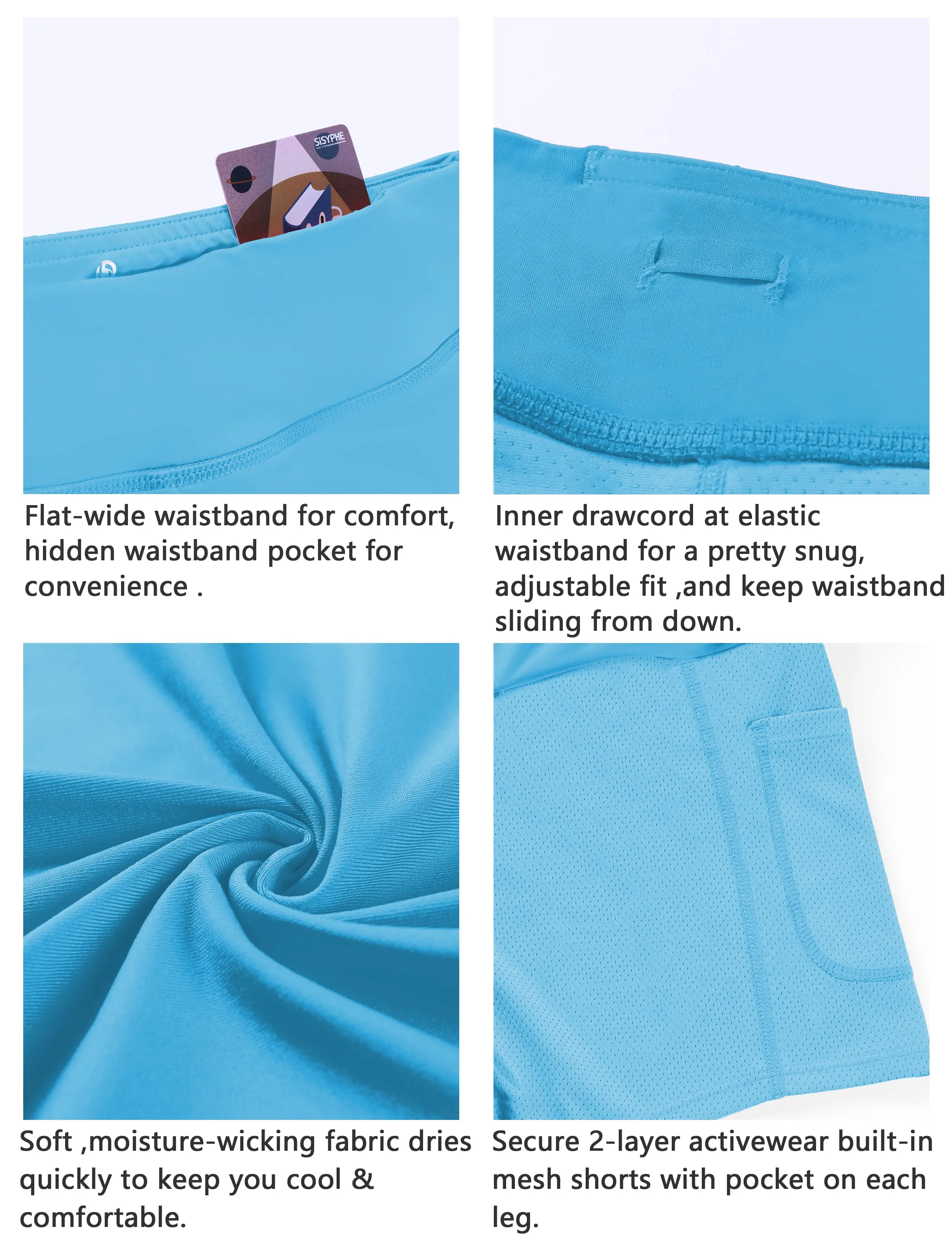 Athletic Tennis Golf Pleated Skort with Pocket Shorts blue_yogastudio