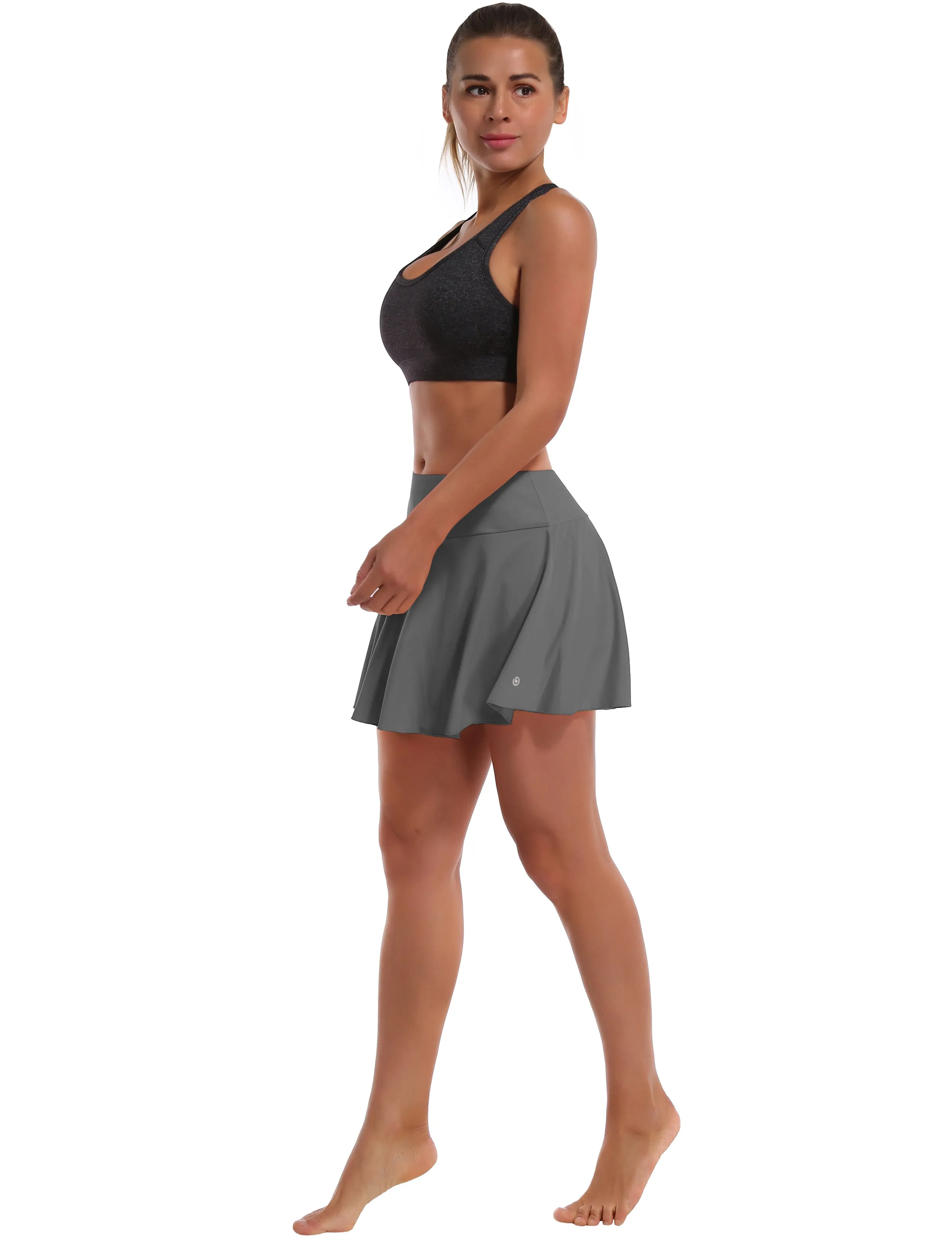 Athletic Tennis Golf Pleated Skort with Pocket Shorts gray_Gym