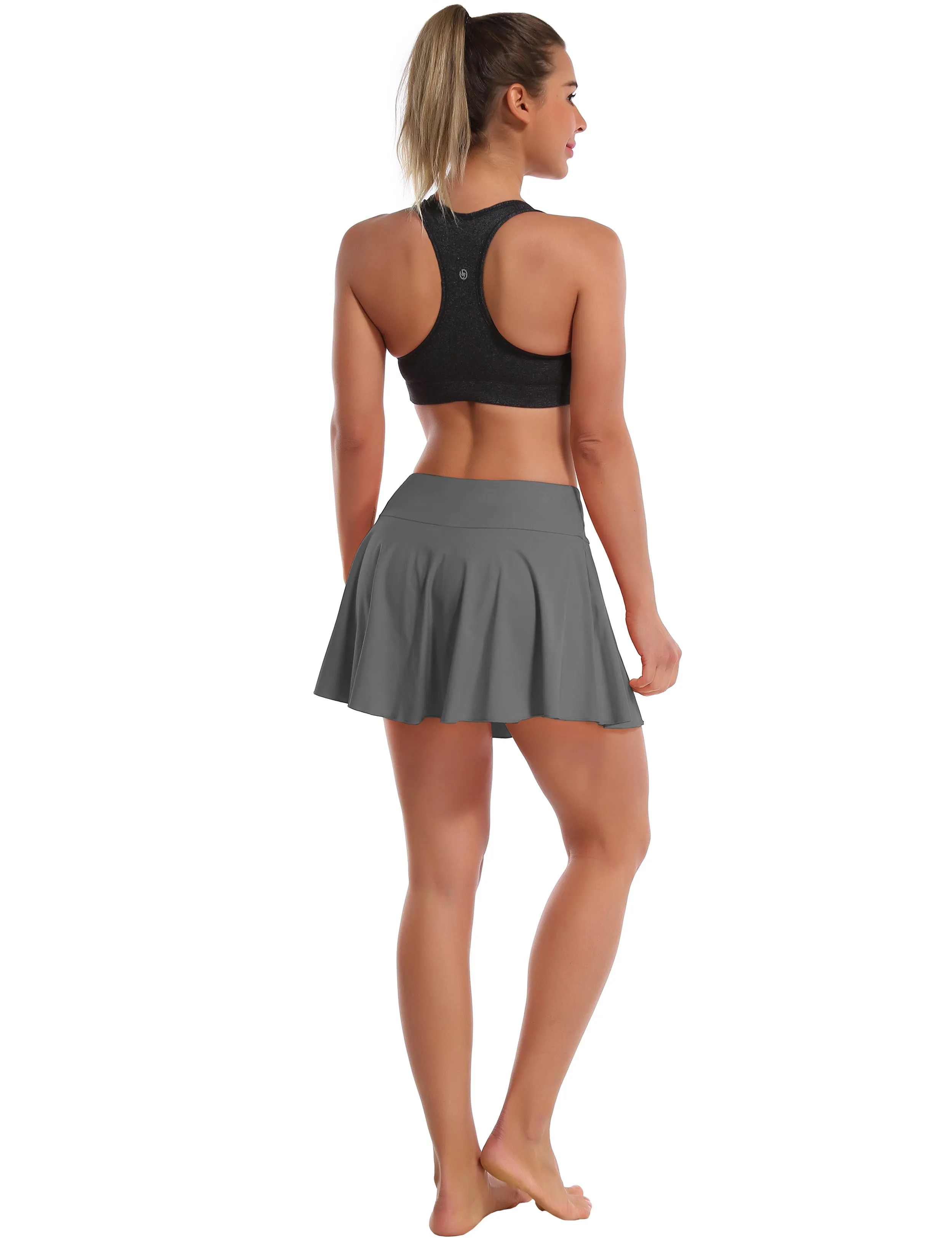Athletic Tennis Golf Pleated Skort with Pocket Shorts gray_Gym