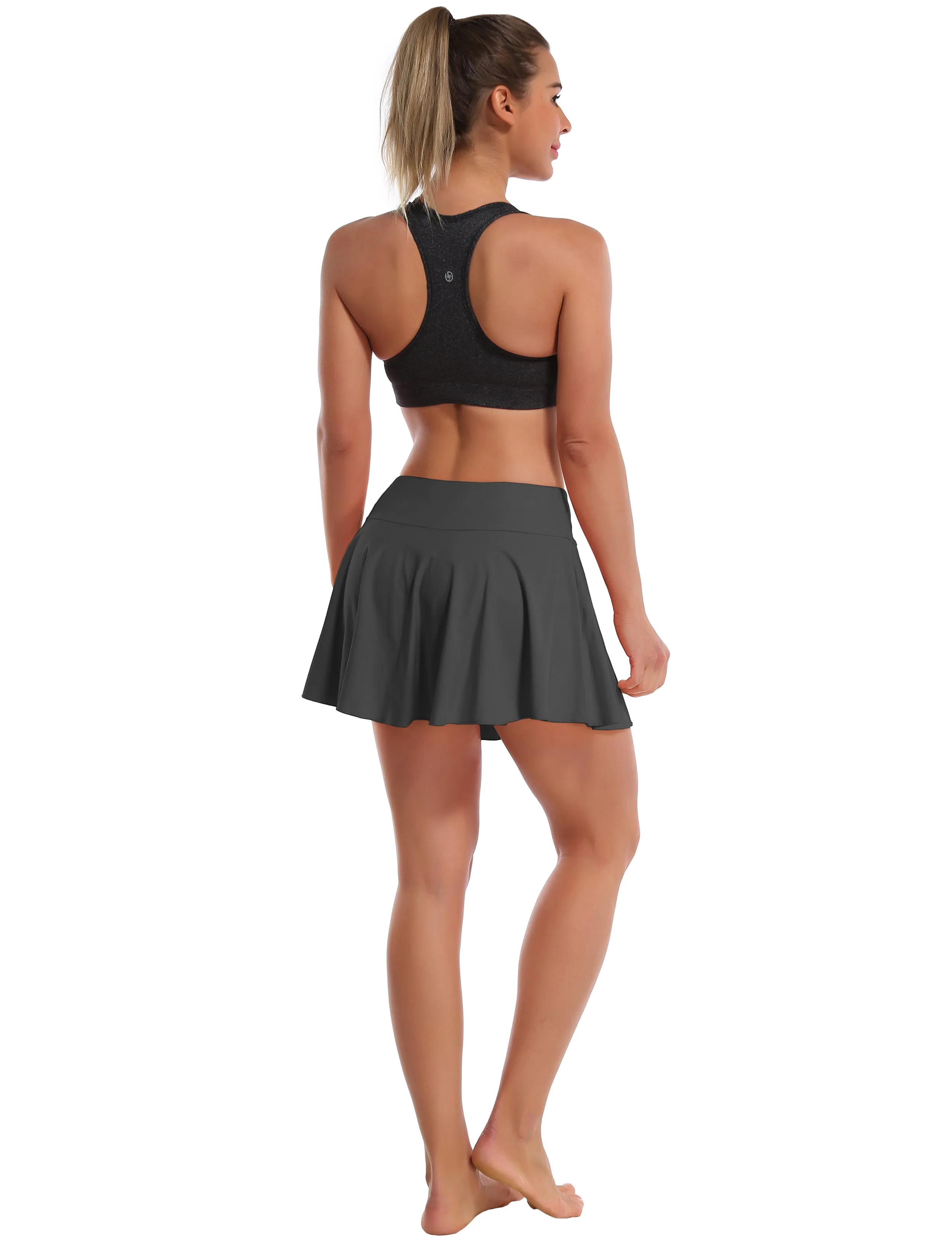 Athletic Tennis Golf Pleated Skort with Pocket Shorts shadowcharcoal_Tall Size