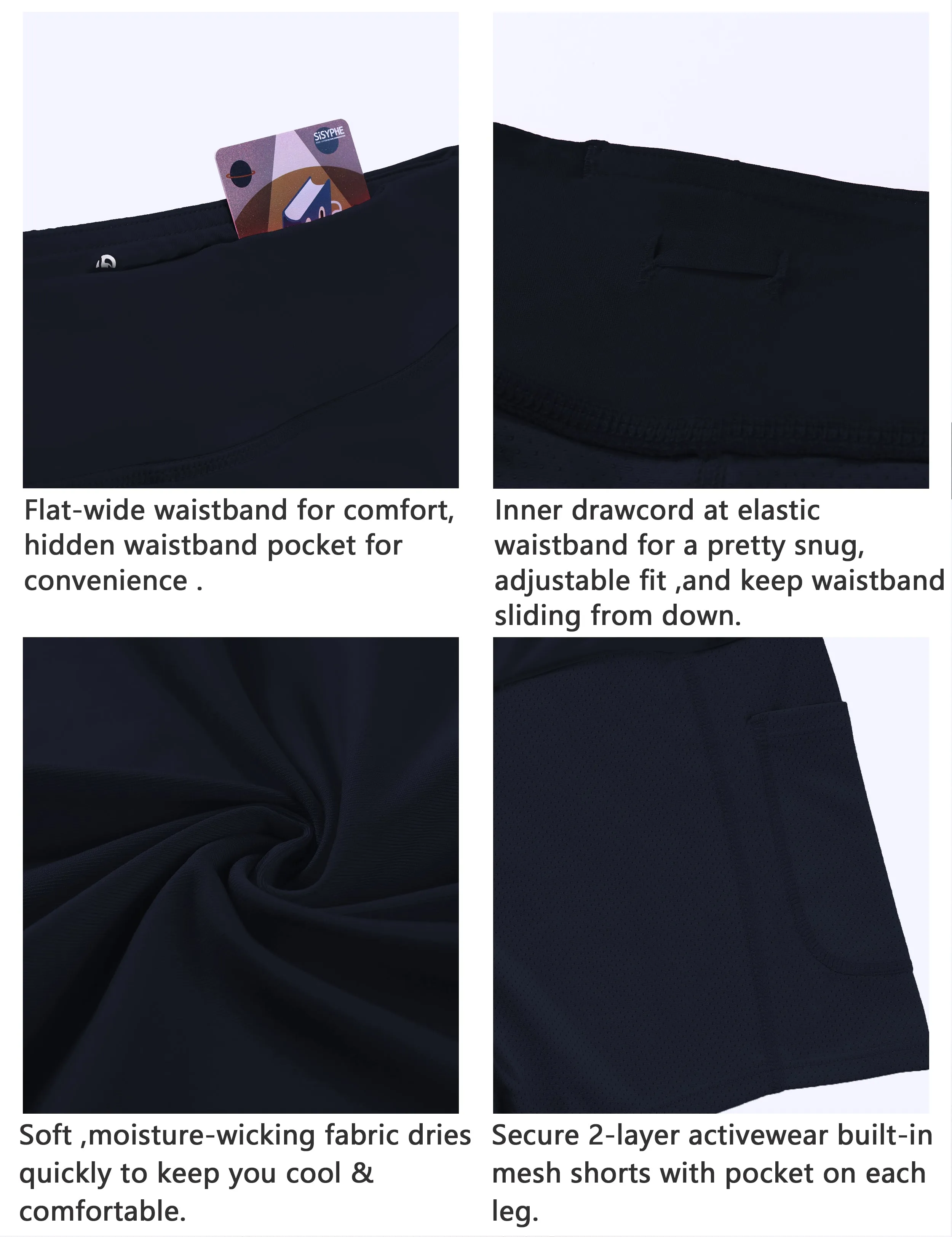 Athletic Tennis Golf Skort with Pocket Shorts darknavy