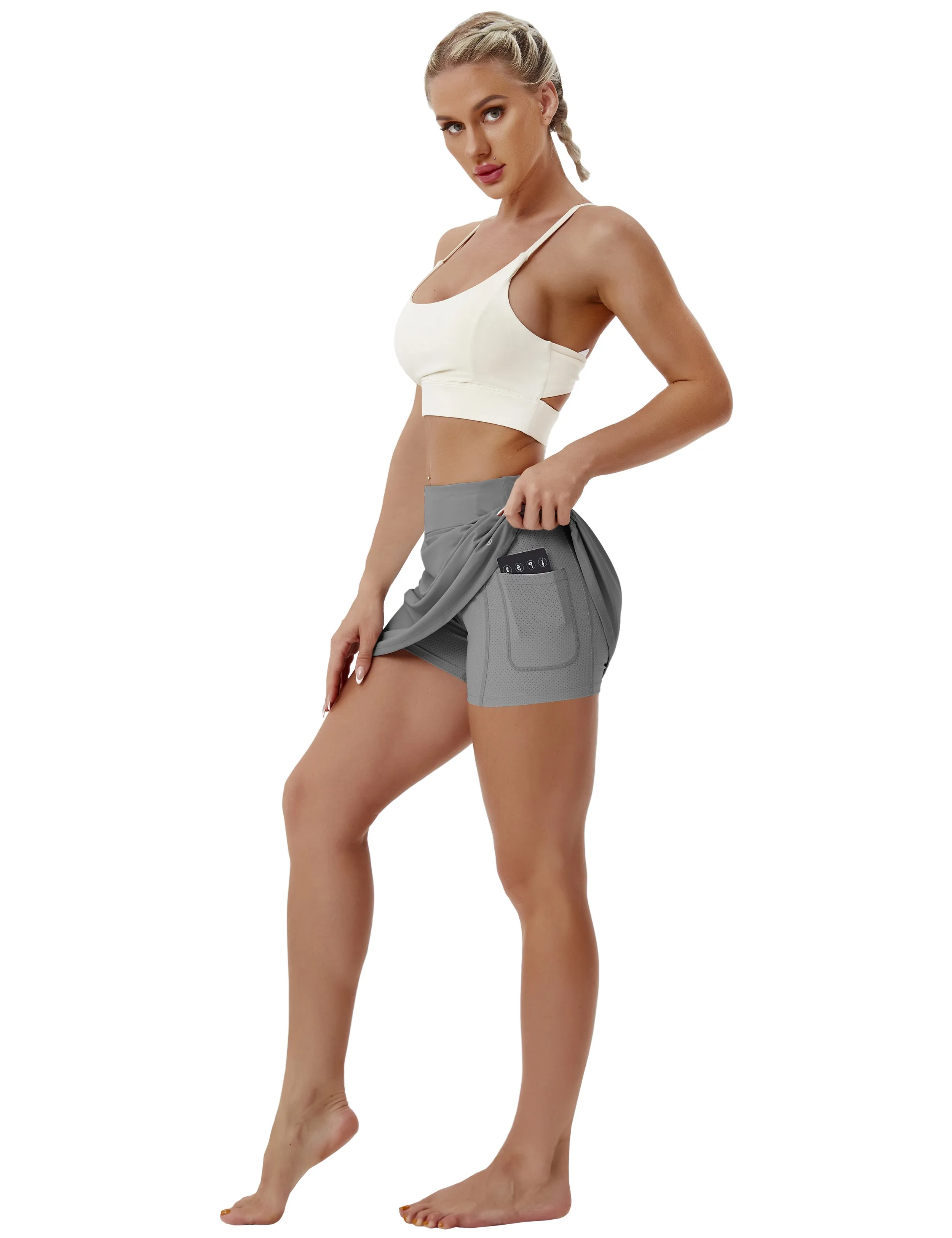 Athletic Tennis Golf Skort with Pockets Shorts gray_Tall Size