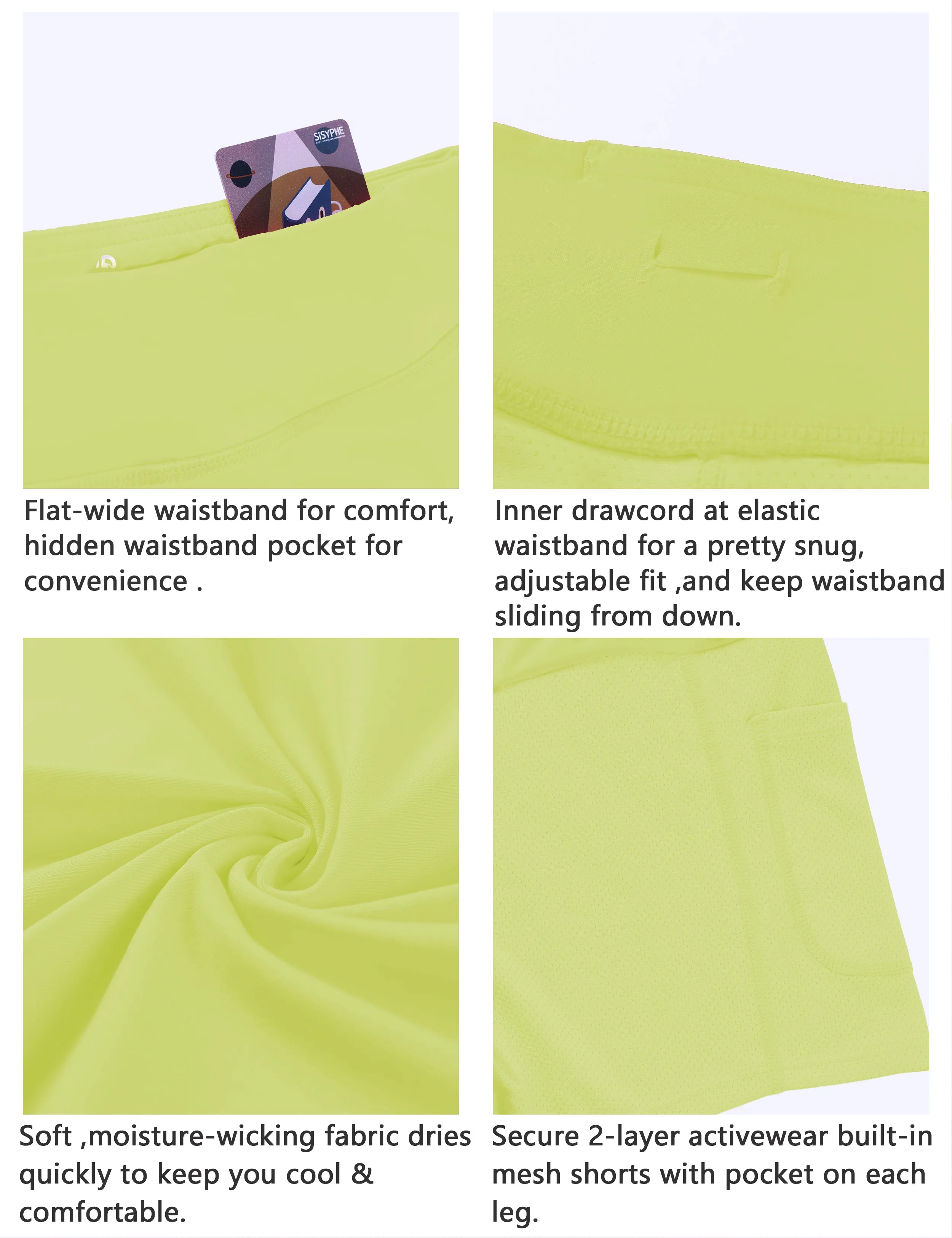 Athletic Tennis Golf Skort with Pockets Shorts neonyellow_yogastudio