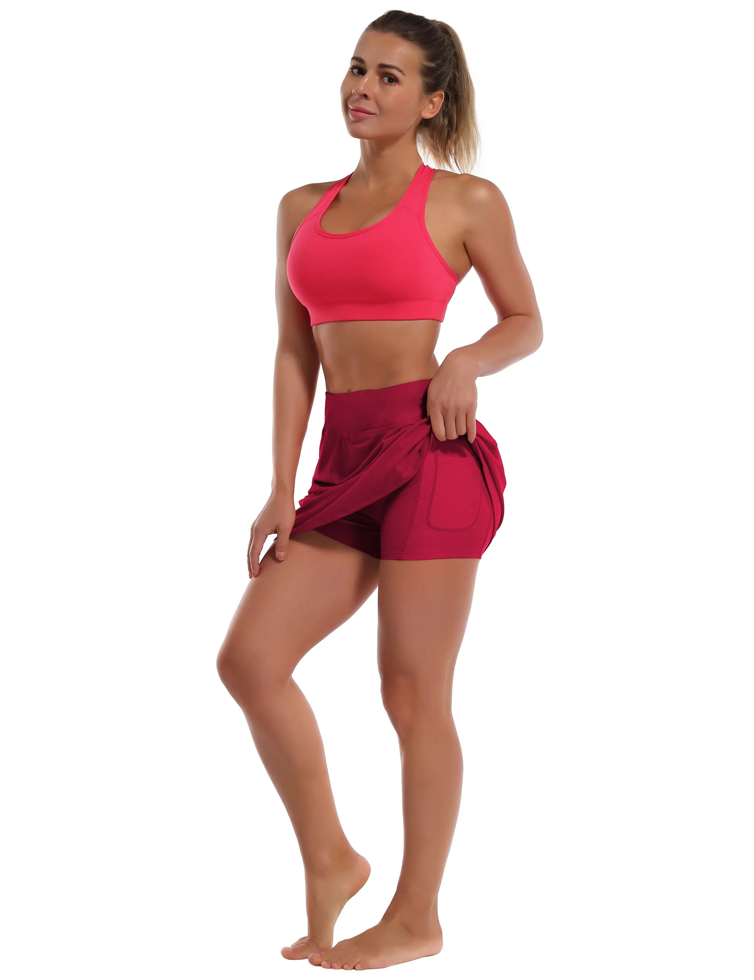 Athletic Tennis Golf Skort with Pockets Shorts rosecoral_yogastudio