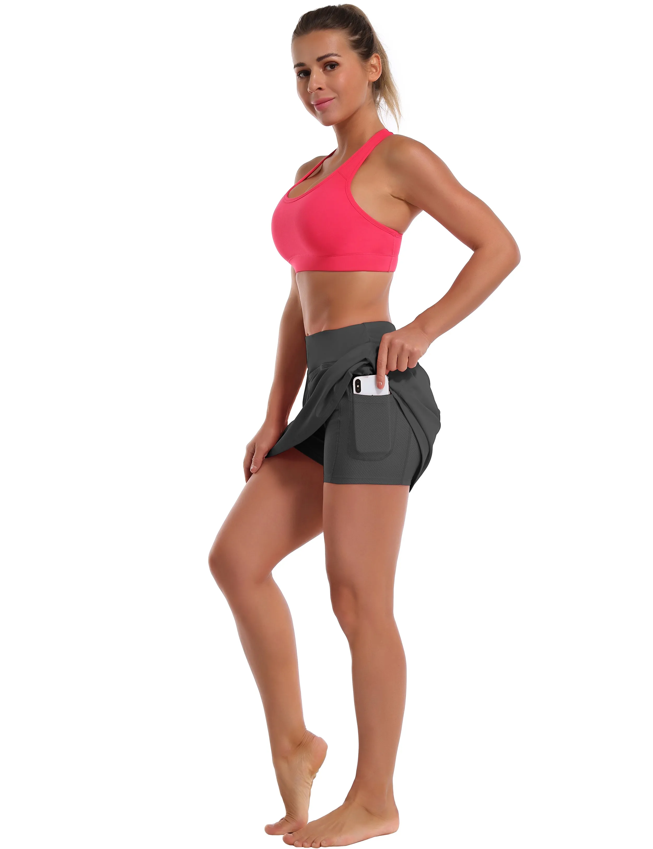 Athletic Tennis Golf Skort with Pockets Shorts shadowcharcoal ins_Pilates