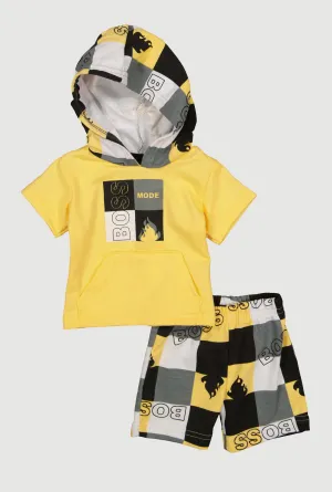 Baby Boys 0-9M Boss Mode Hooded Top and Shorts