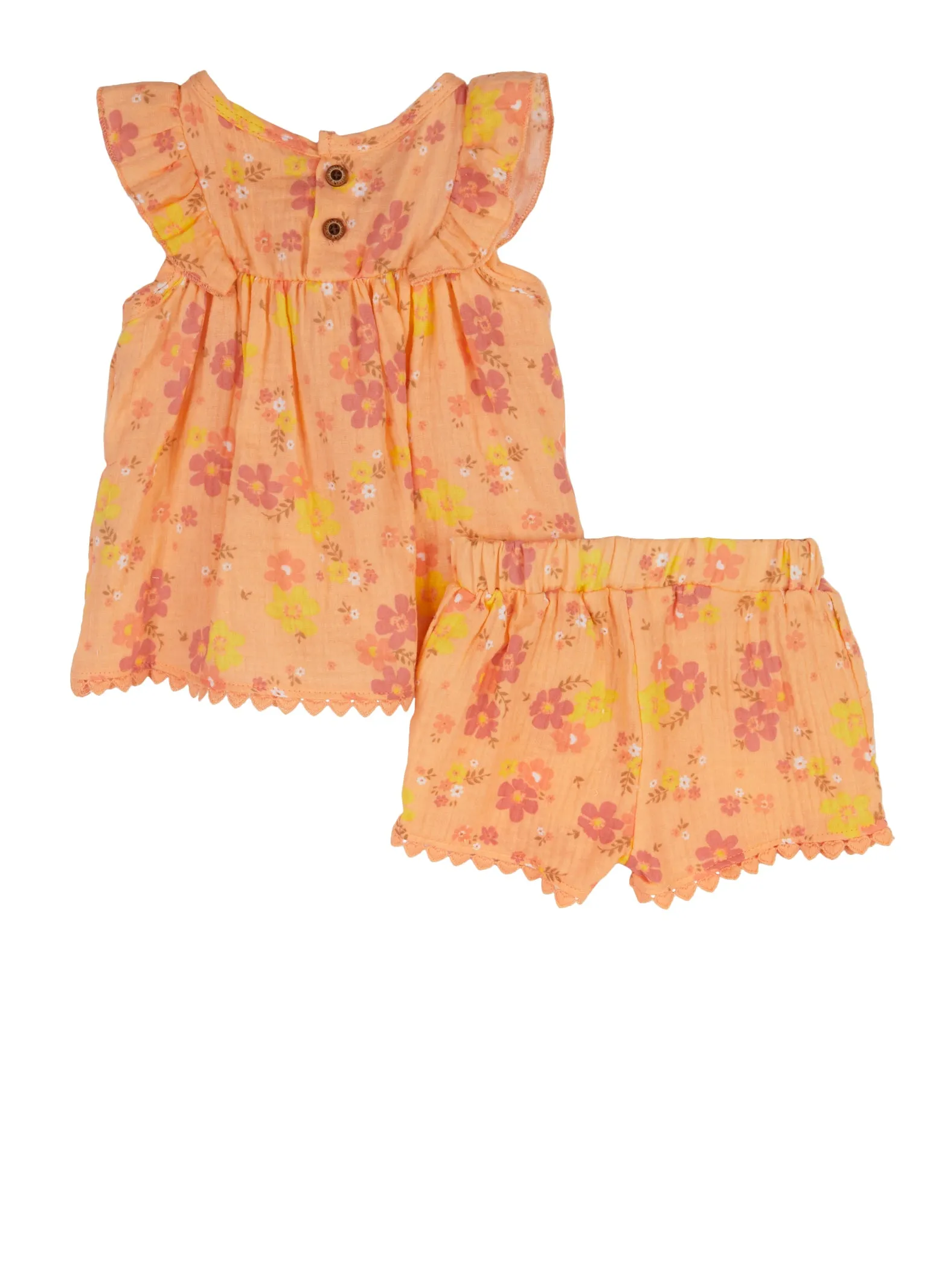 Baby Girls 0-9M Gauze Knit Floral Top and Shorts Set