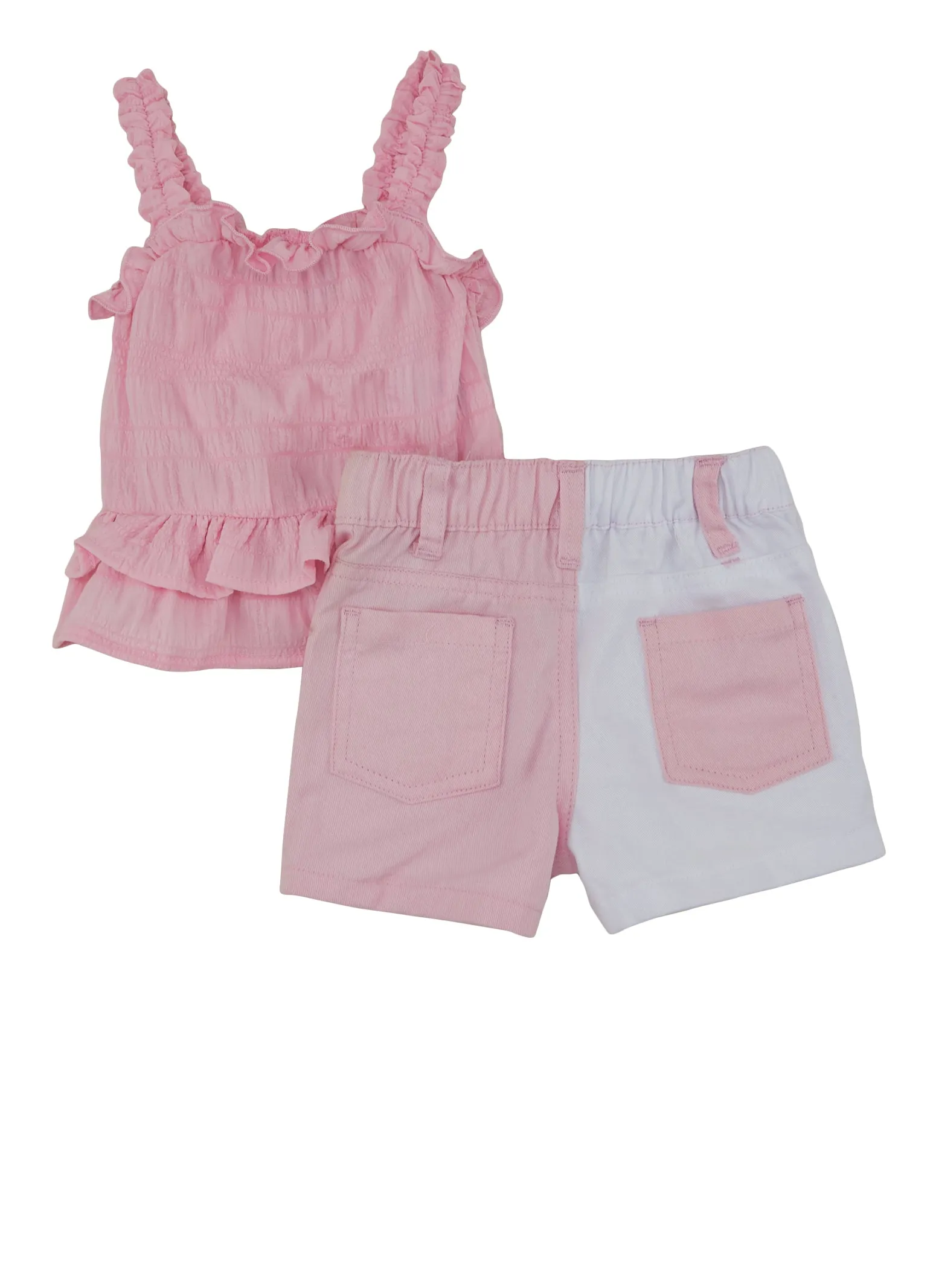 Baby Girls 12-24M Tiered Ruffled Cami and Color Blocked Shorts