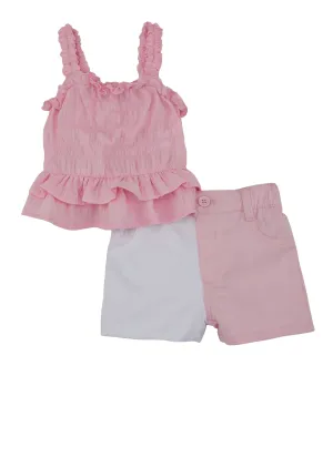 Baby Girls 12-24M Tiered Ruffled Cami and Color Blocked Shorts