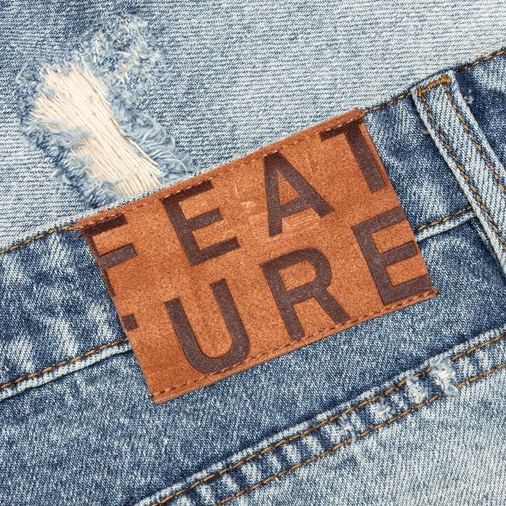 Berry Wide Denim Short - Vintage Med Blue