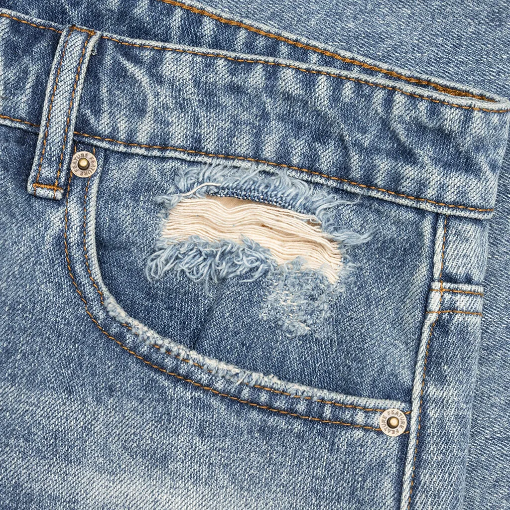 Berry Wide Denim Short - Vintage Med Blue