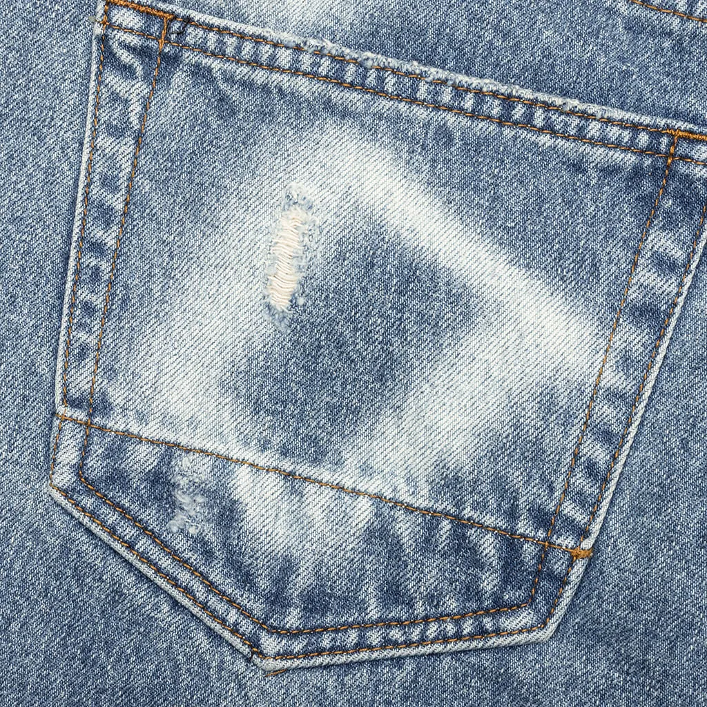 Berry Wide Denim Short - Vintage Med Blue