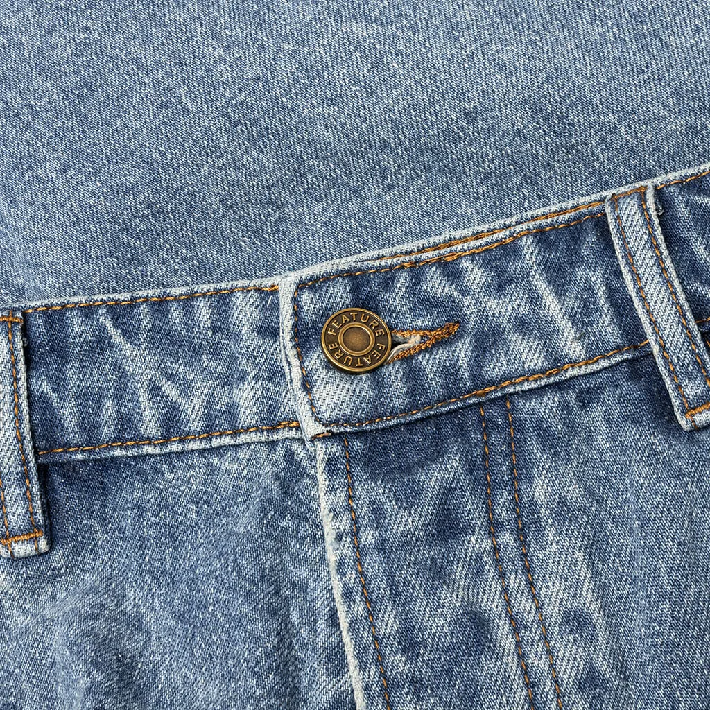 Berry Wide Denim Short - Vintage Med Blue