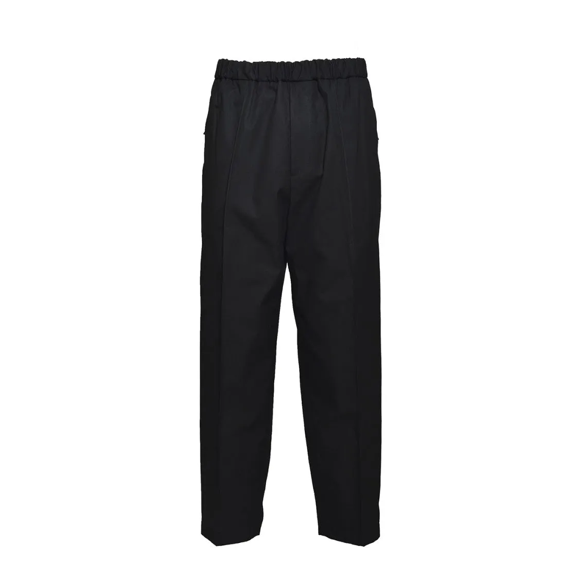 Black Cotton Straight Trousers
