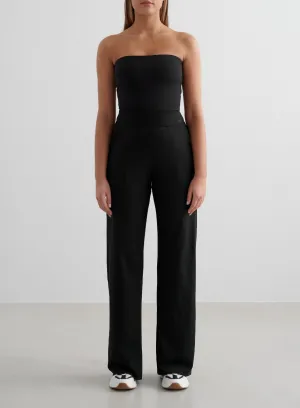 Black Sense Wide Pants & Tube Bralette Set