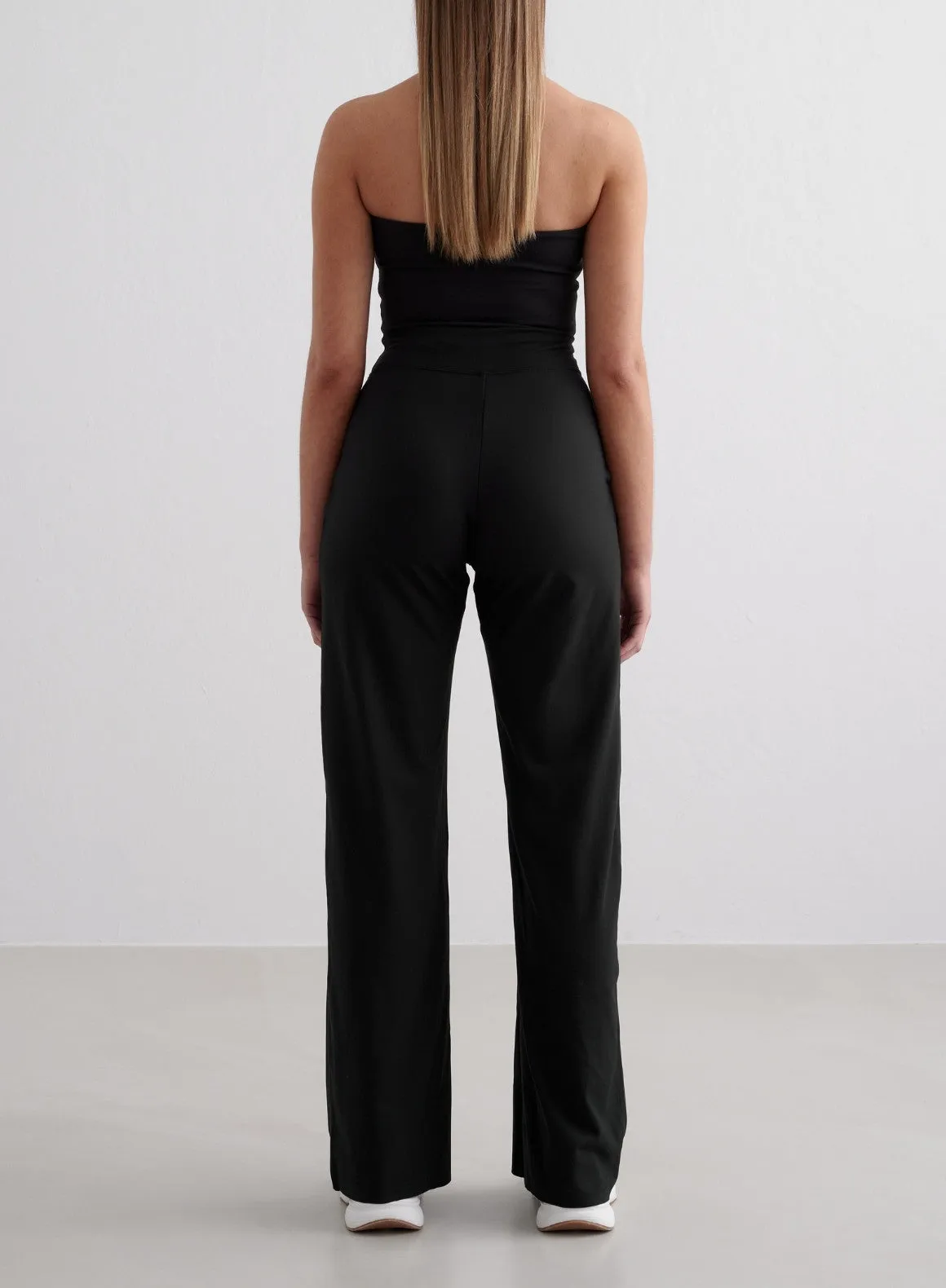 Black Sense Wide Pants & Tube Bralette Set