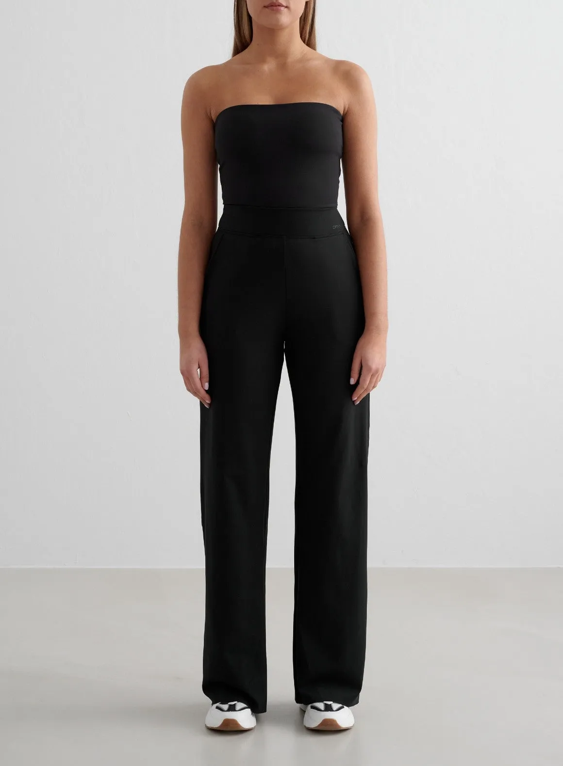 Black Sense Wide Pants & Tube Bralette Set