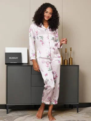 Clearance(US Warehouse) -Pure Silk Floral Pattern Womens Pajama Set