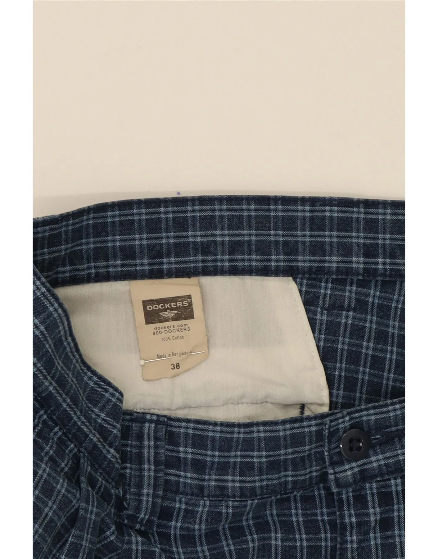 DOCKERS Mens Chino Shorts W38 XL  Blue Check Cotton