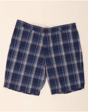 DOCKERS Mens Chino Shorts W38 XL Navy Blue Check Cotton