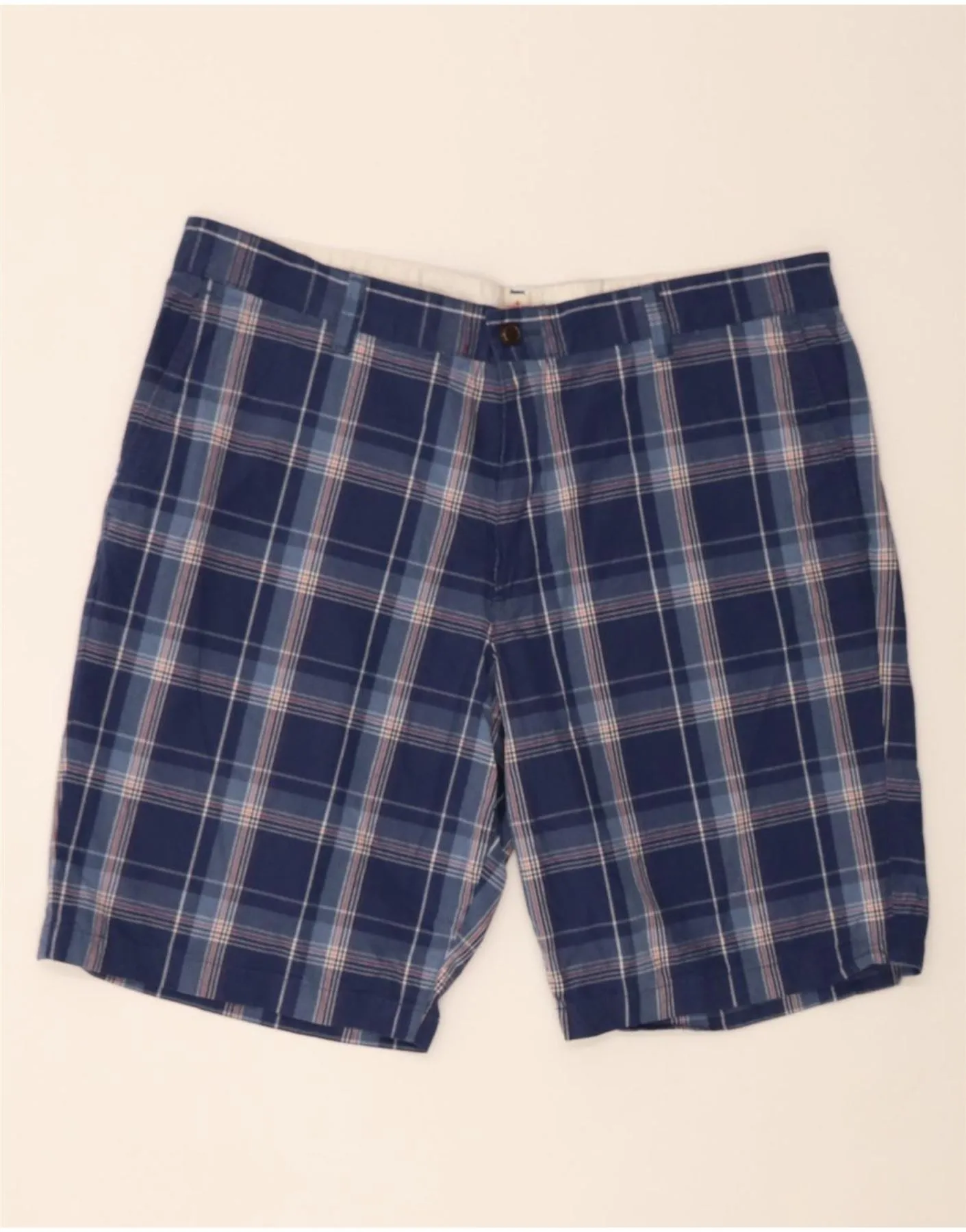 DOCKERS Mens Chino Shorts W38 XL Navy Blue Check Cotton