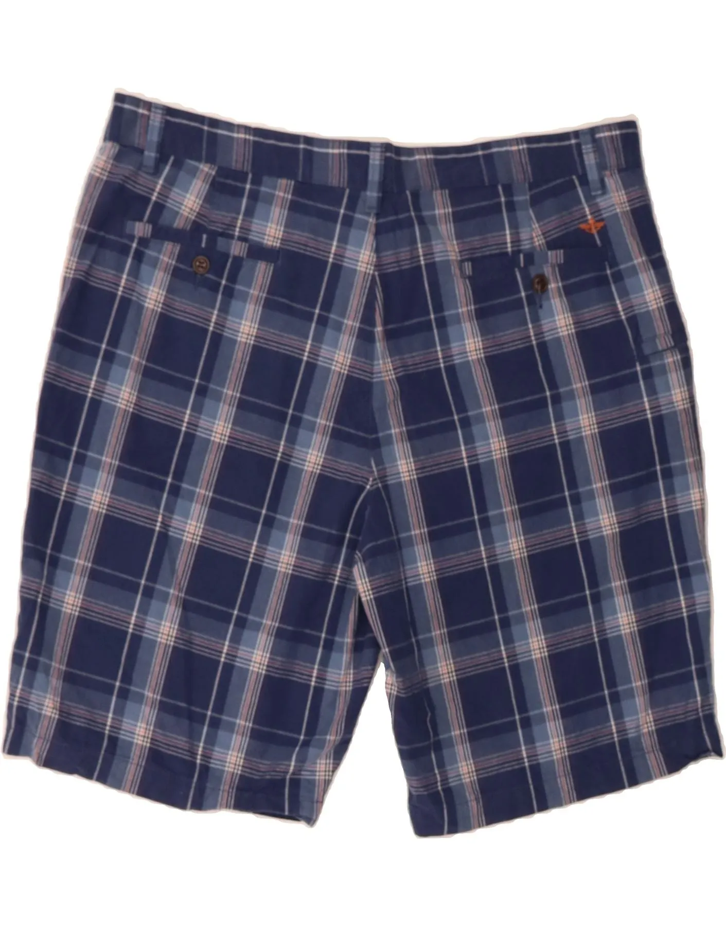 DOCKERS Mens Chino Shorts W38 XL Navy Blue Check Cotton