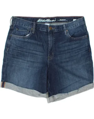 EDDIE BAUER Womens Boyfriend Denim Shorts US 10 Large W34 Navy Blue Cotton