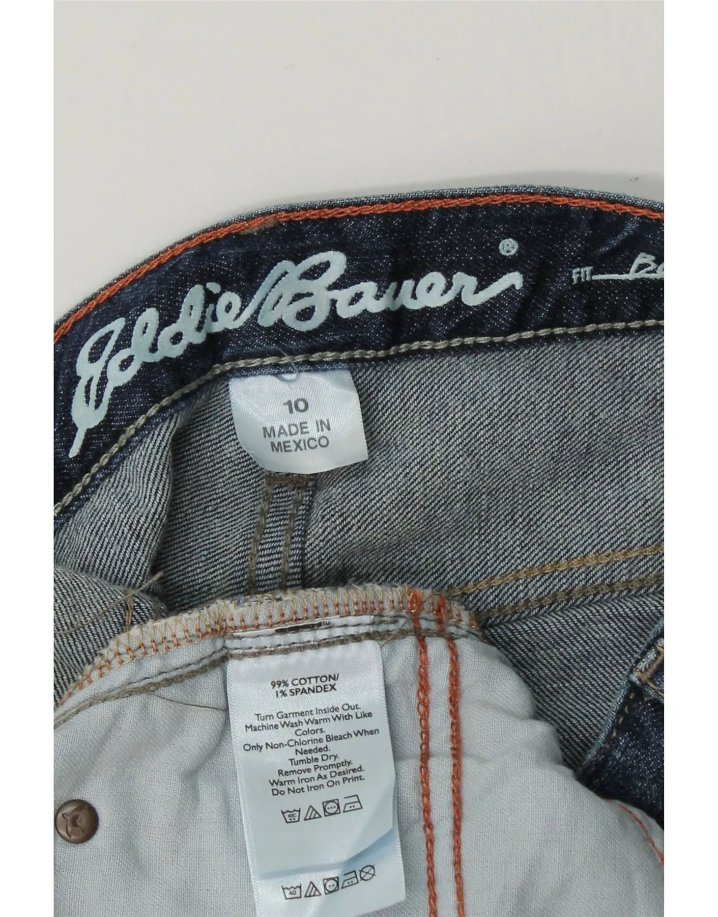 EDDIE BAUER Womens Boyfriend Denim Shorts US 10 Large W34 Navy Blue Cotton
