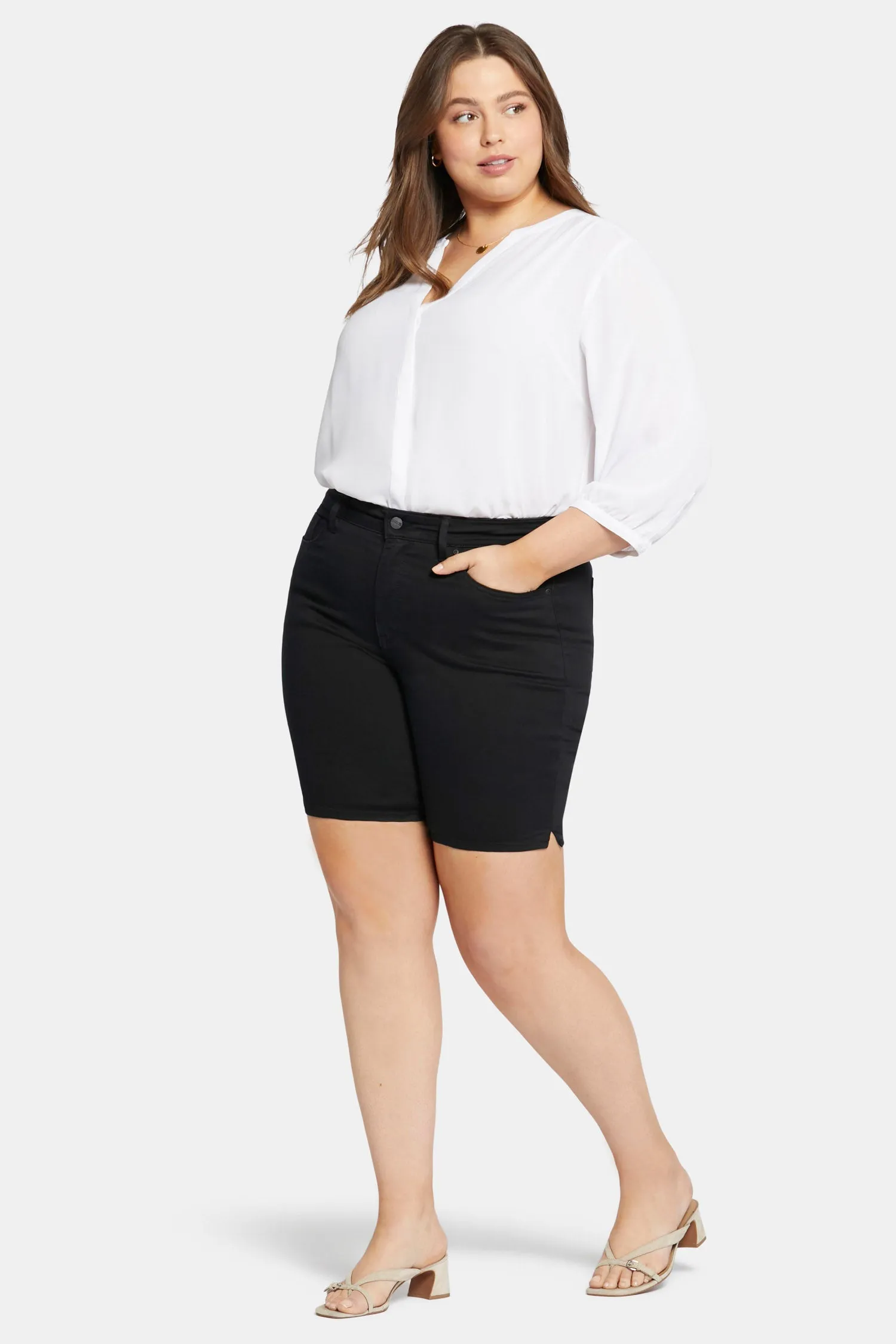 Ella Denim Shorts In Petite Plus - Black
