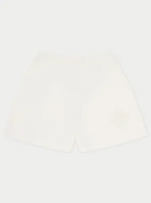 EMBLEM EMBOSSED SHORTS - OFF WHITE