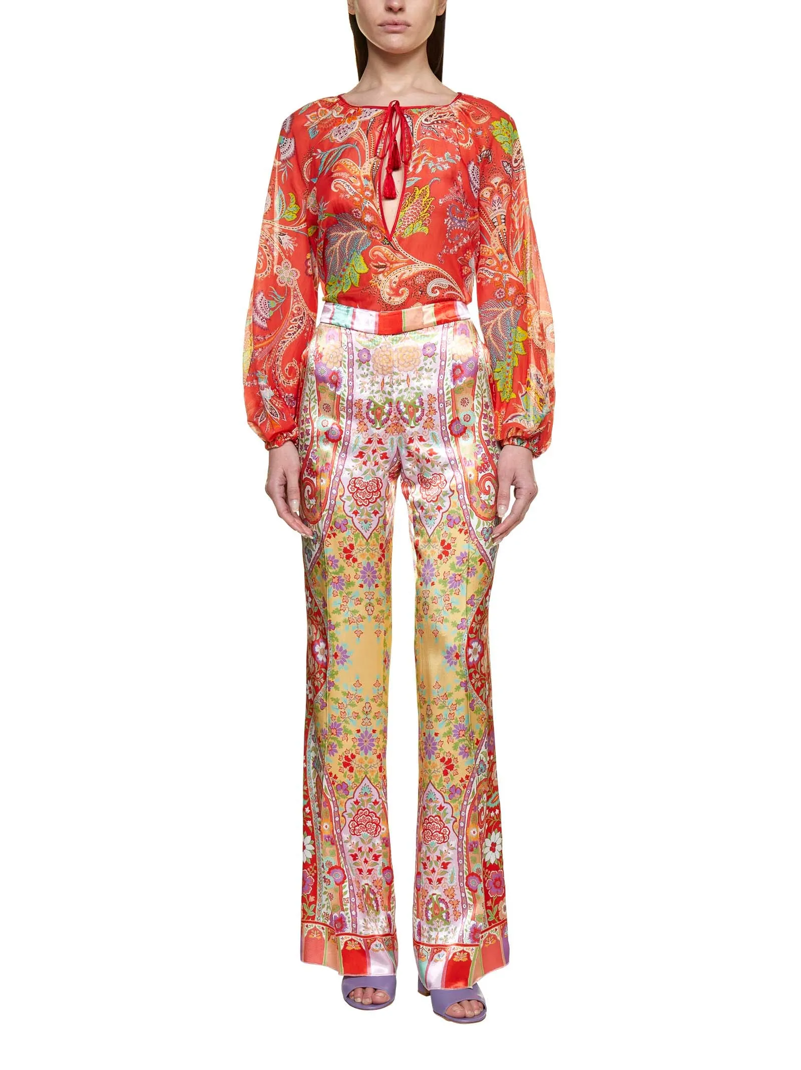 Etro Allover Floral Print Flared Pants
