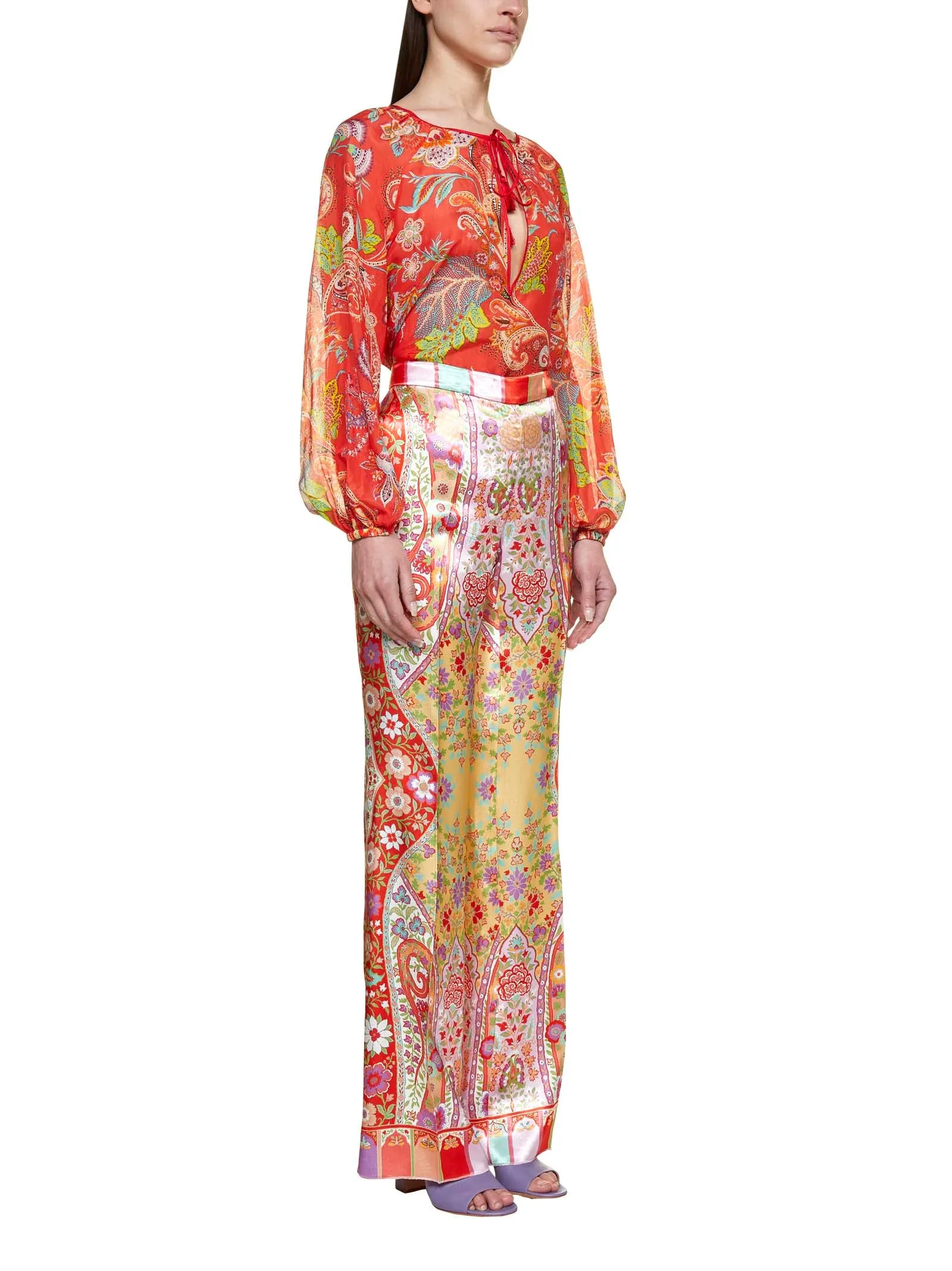 Etro Allover Floral Print Flared Pants