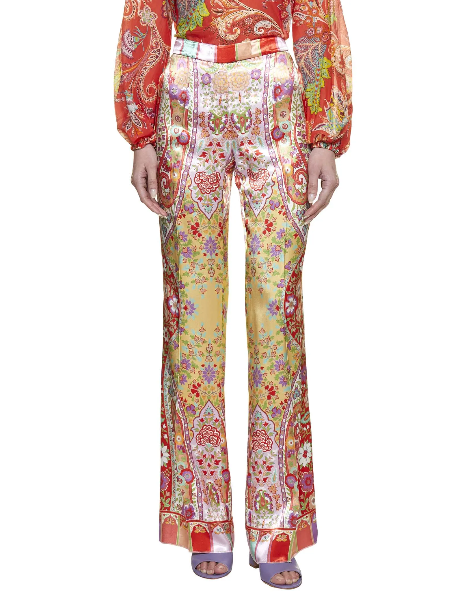 Etro Allover Floral Print Flared Pants