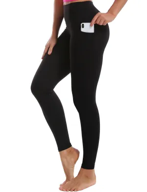 High Waisted Running Pants 7/8 Length Leggings with Pockets black_Running