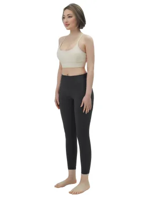 High Waisted Running Pants 7/8 Length Leggings with Pockets charcoalgrey_Running