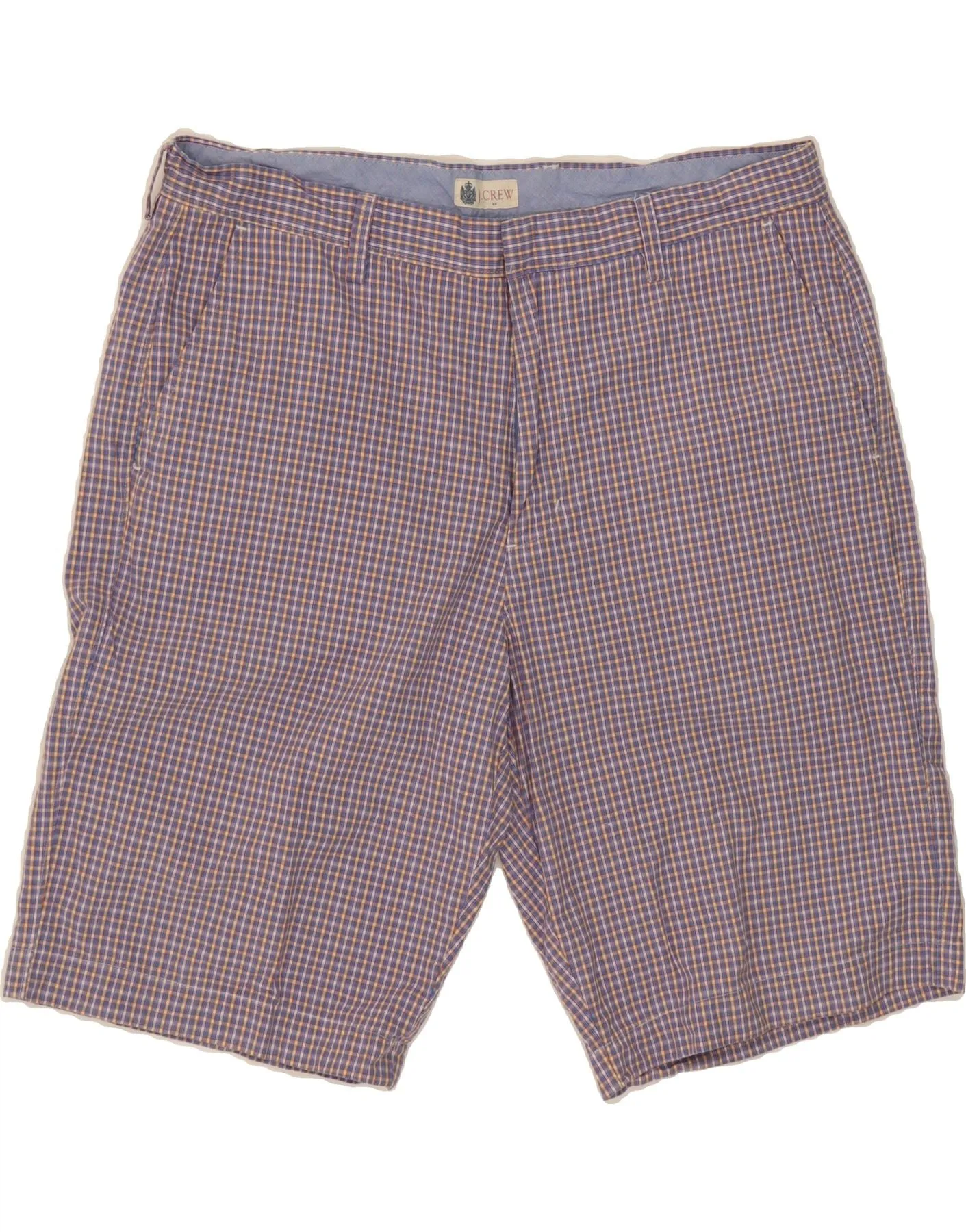 J. CREW Mens Chino Shorts W36 Large  Blue Check Cotton