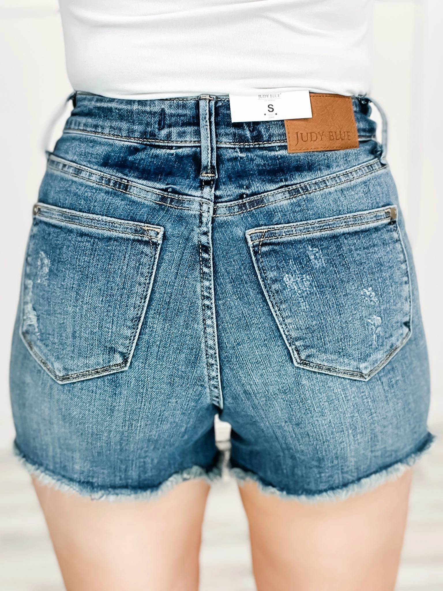 Judy Blue High Waist Tummy Control Fray Hem Shorts