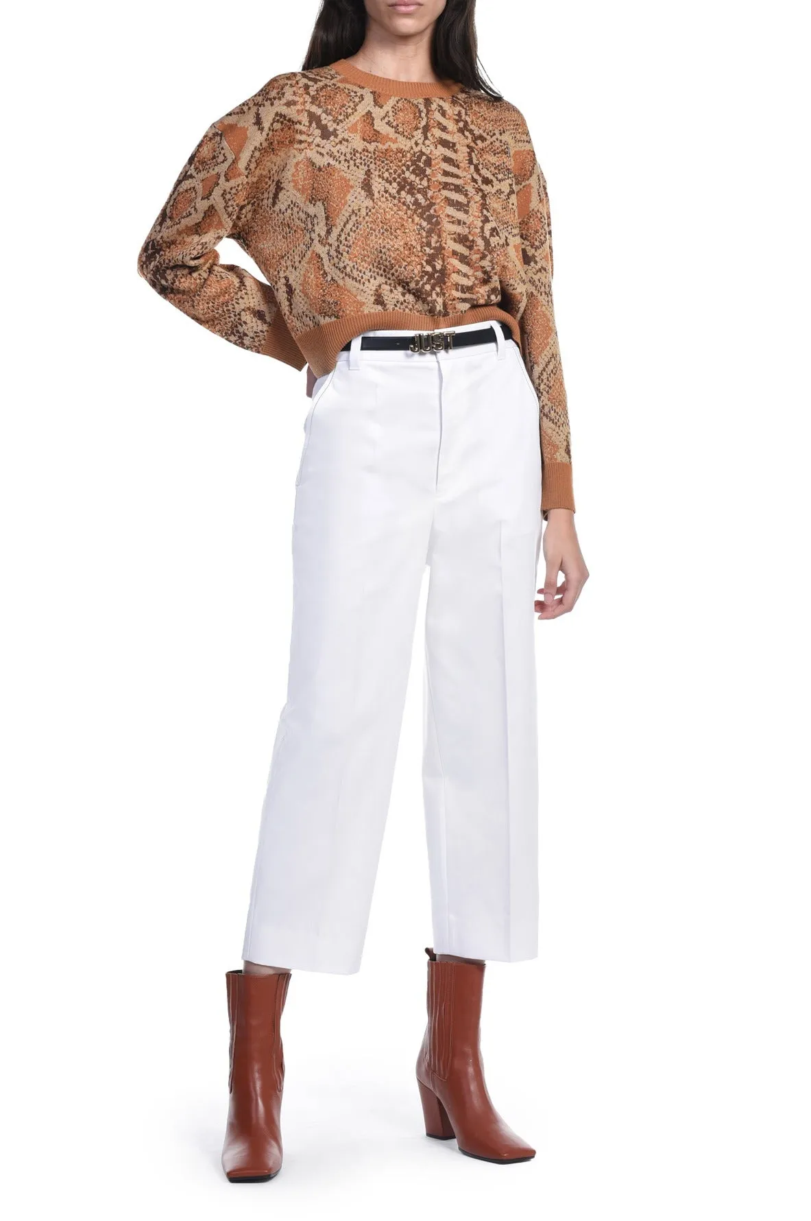 Just Cavalli Logo Patch Cropped Trousers
