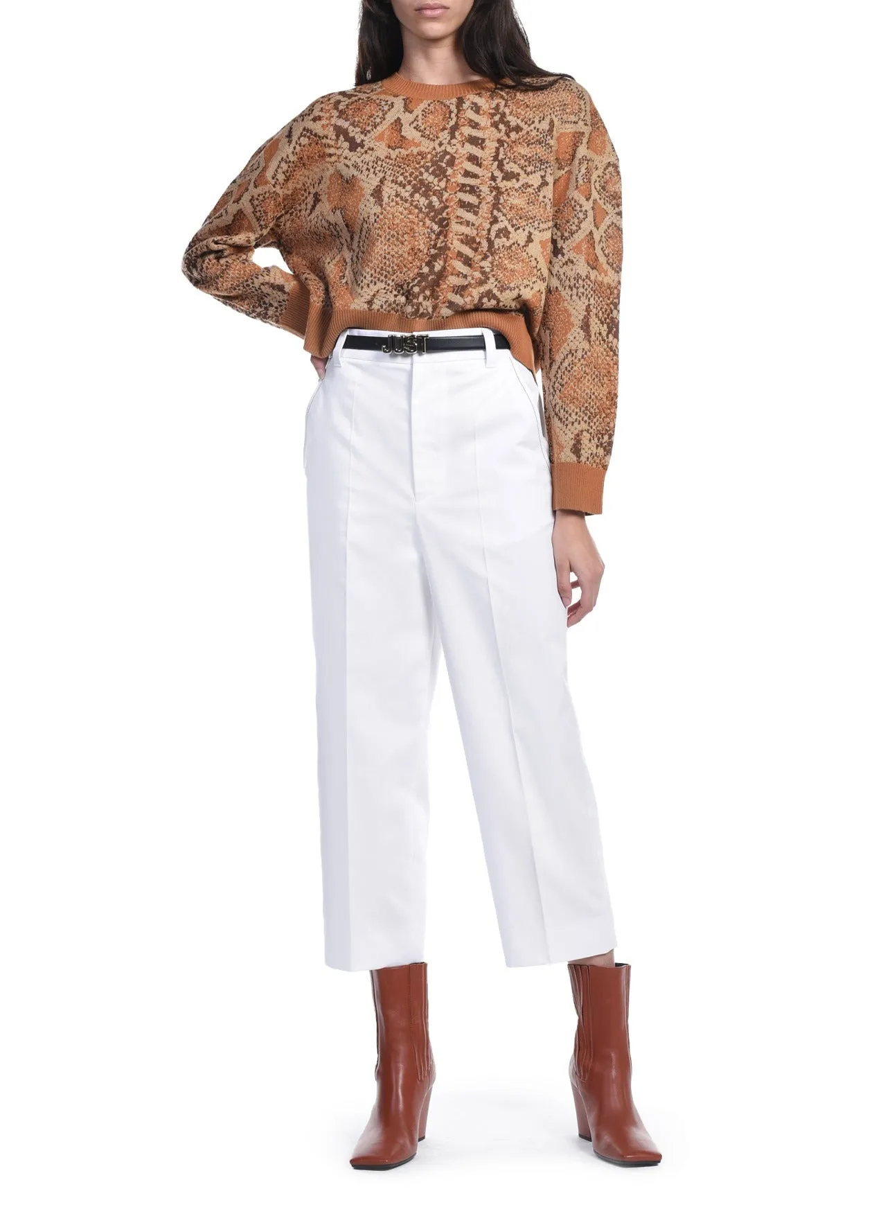 Just Cavalli Logo Patch Cropped Trousers