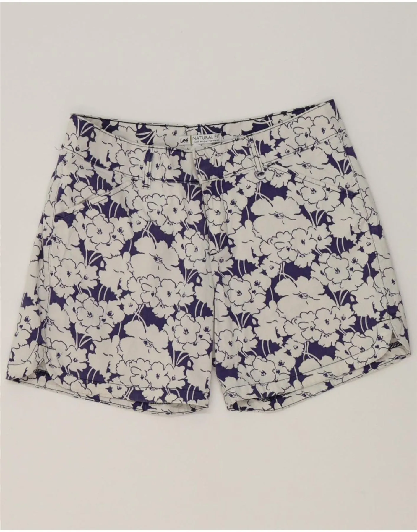 LEE Womens Natural Fit Casual Shorts US 8 Medium W32  Navy Blue Floral