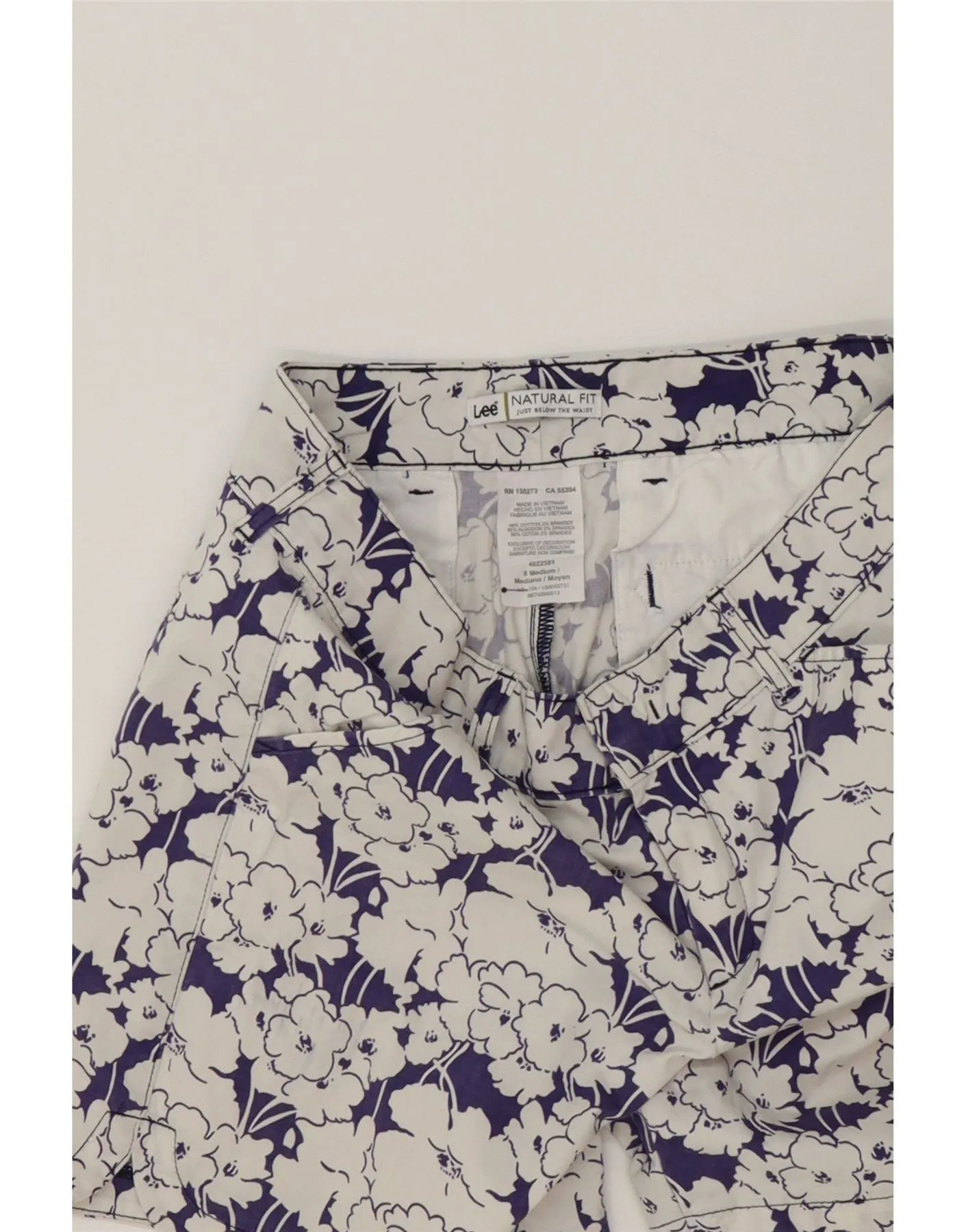 LEE Womens Natural Fit Casual Shorts US 8 Medium W32  Navy Blue Floral