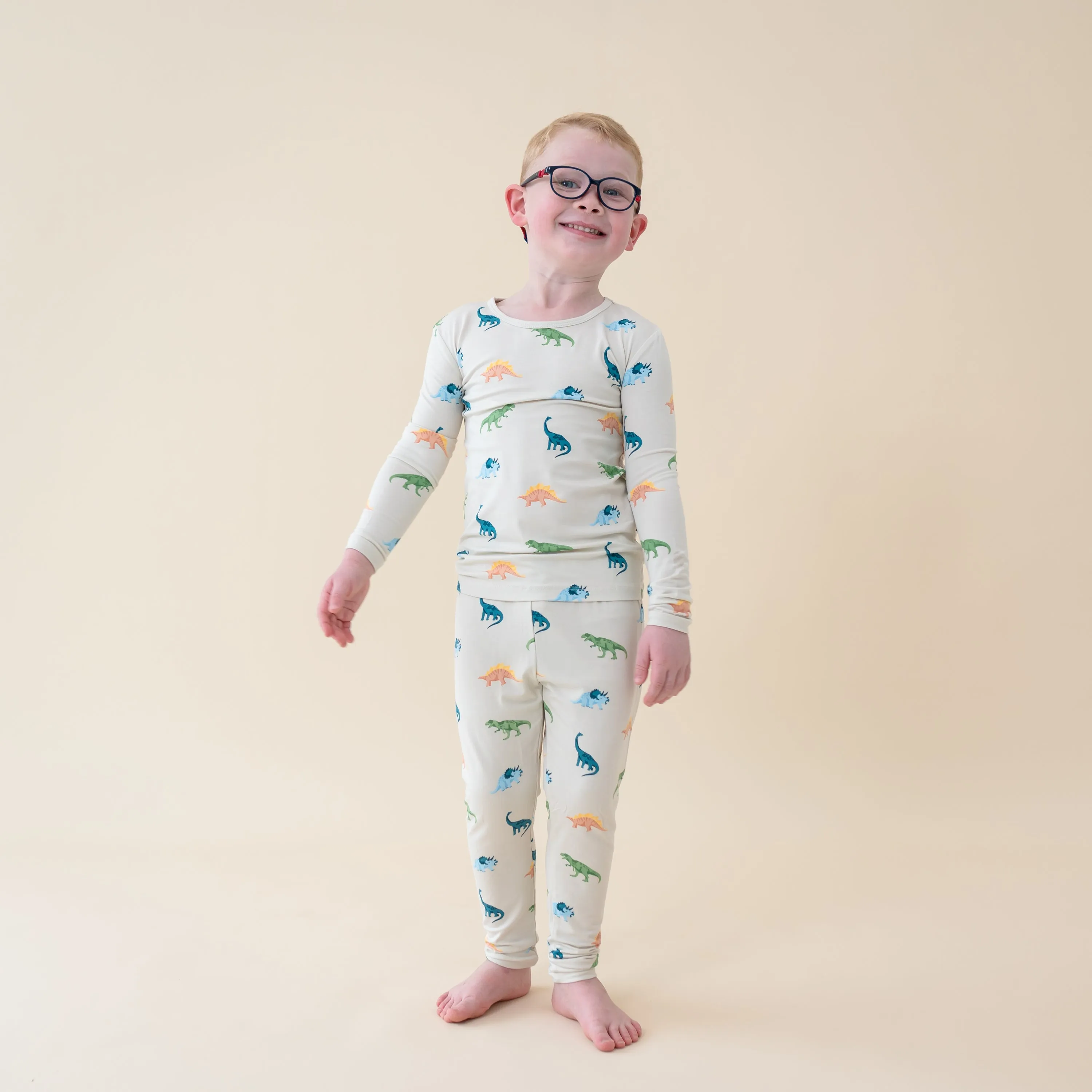 Long Sleeve Pajamas in Ecru Roar
