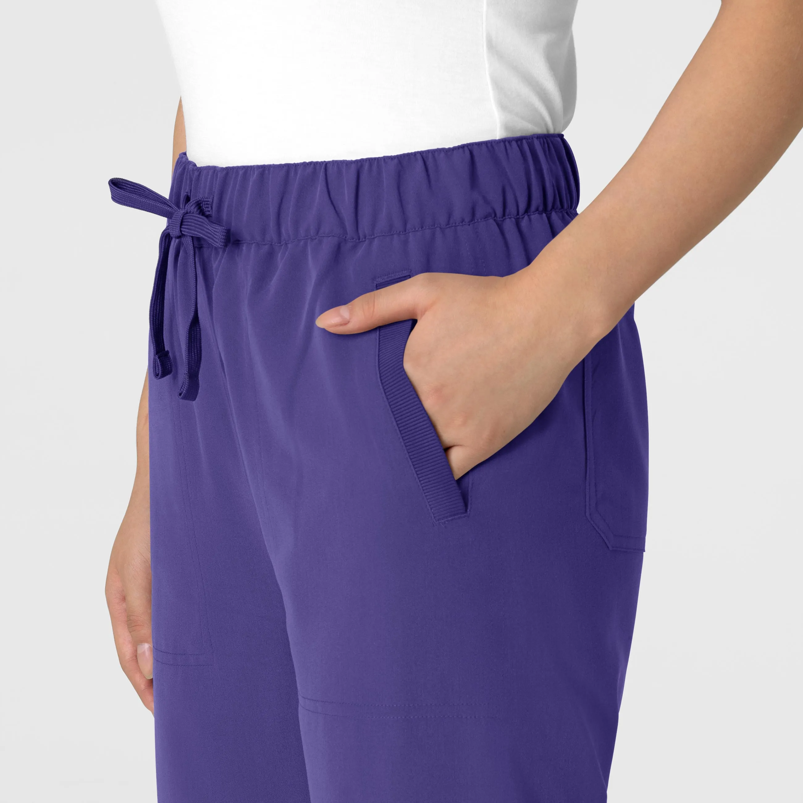 Nova Women's Stovepipe High-Low Hem Scrub Pant - Grape