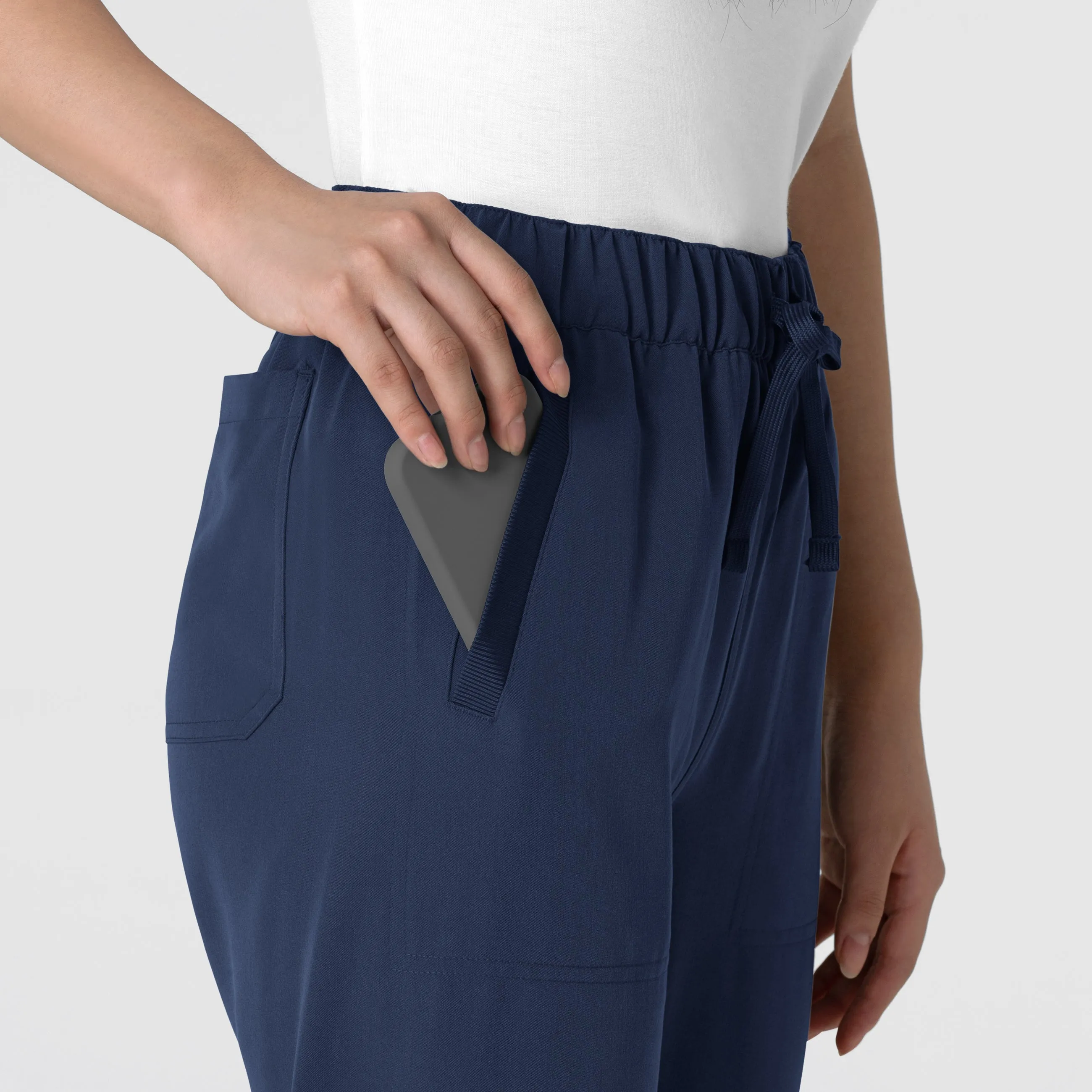 Nova Women's Stovepipe High-Low Hem Scrub Pant - Navy