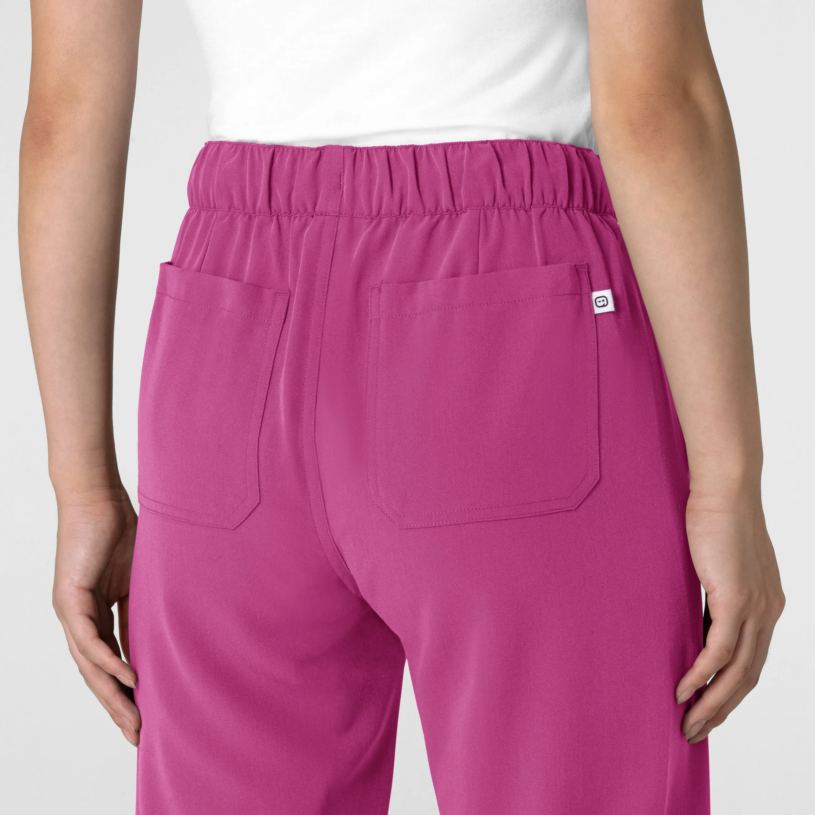 Nova Women's Stovepipe High-Low Hem Scrub Pant - Raspberry