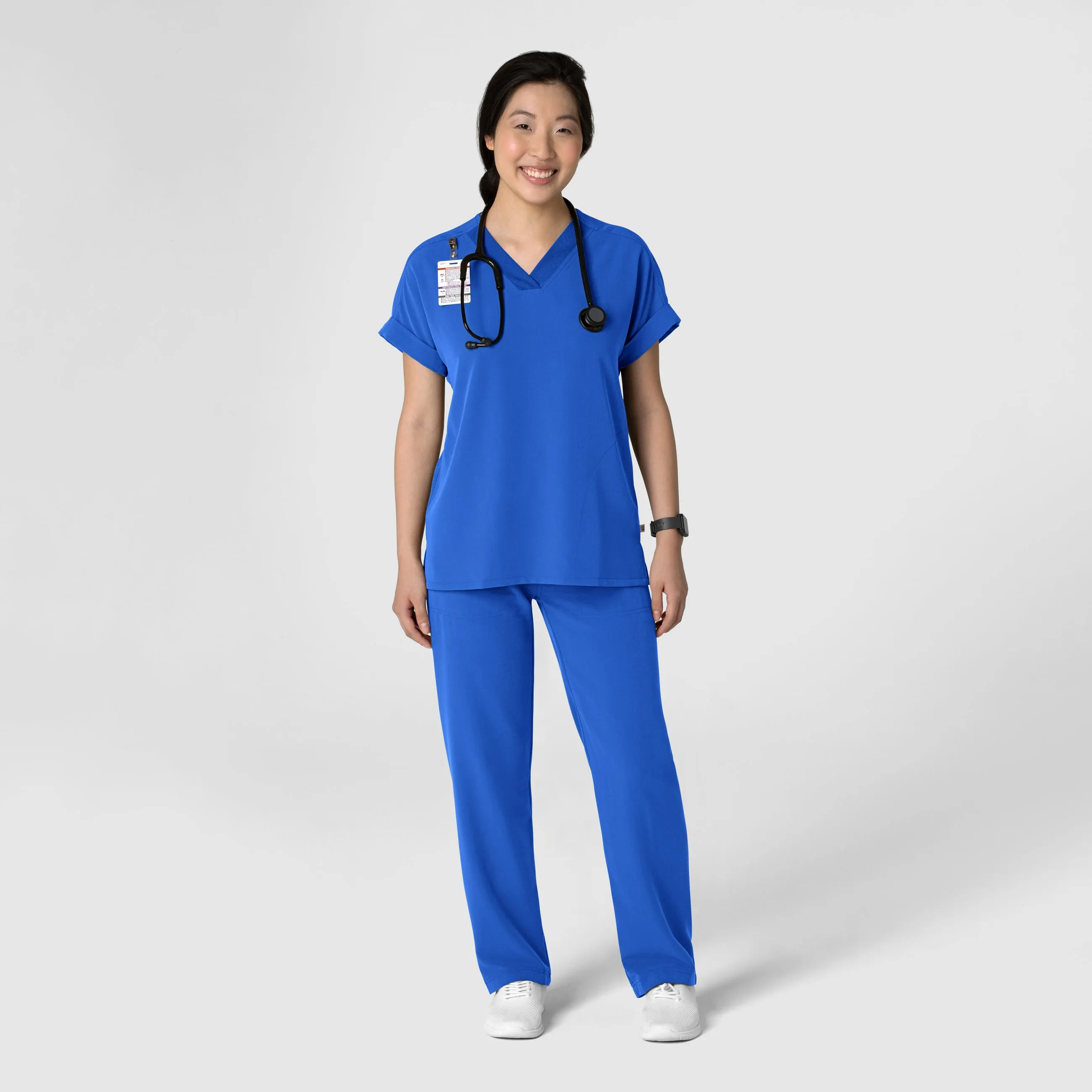 Nova Women's Stovepipe High-Low Hem Scrub Pant - Royal