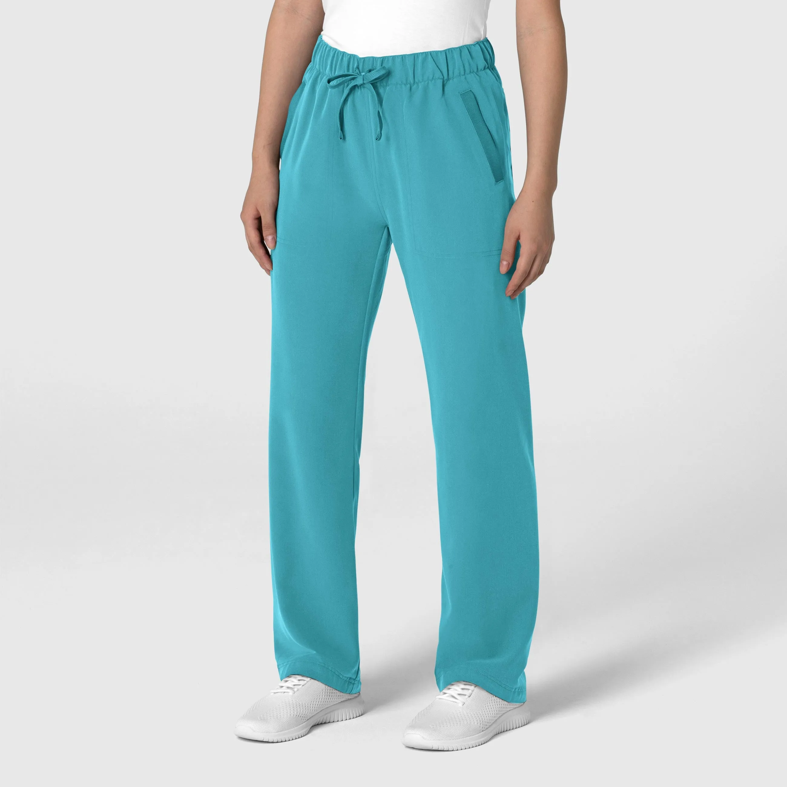 Nova Women's Stovepipe High-Low Hem Scrub Pant - Teal Blue